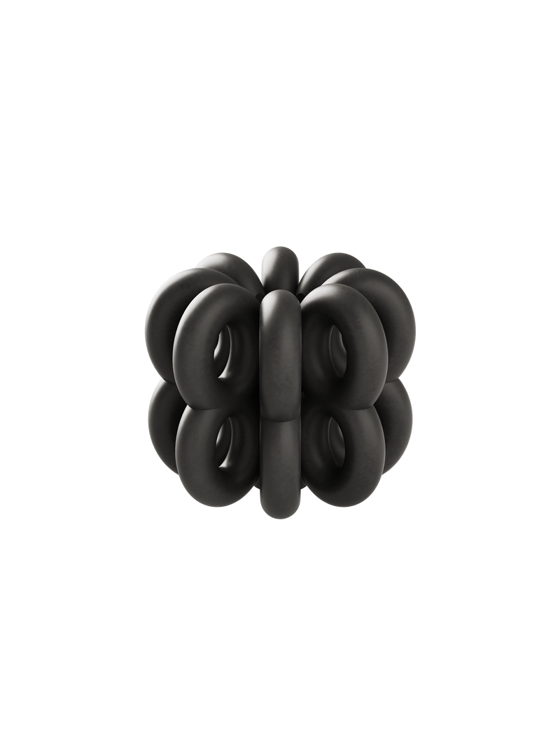 DIGIT EIGHT Candlestick in matte black aluminum, modern design showing the number eight from multiple angles.