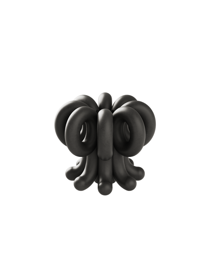 DIGIT NINE Candlestick in matte black aluminum with a modern, sculptural, and abstract design.