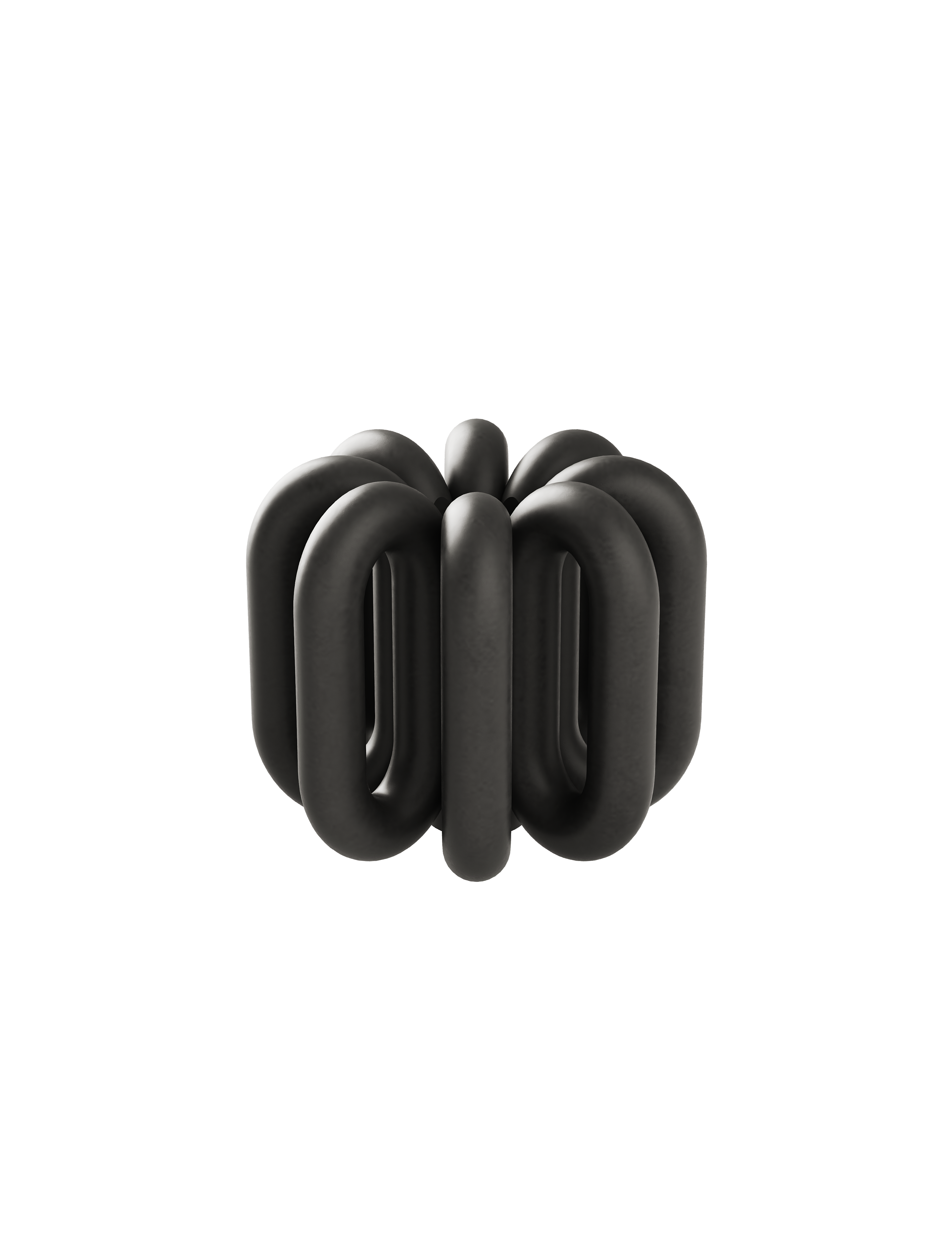 DIGIT ZERO Candlestick in matte black aluminum with a unique looped design for decorative lighting.