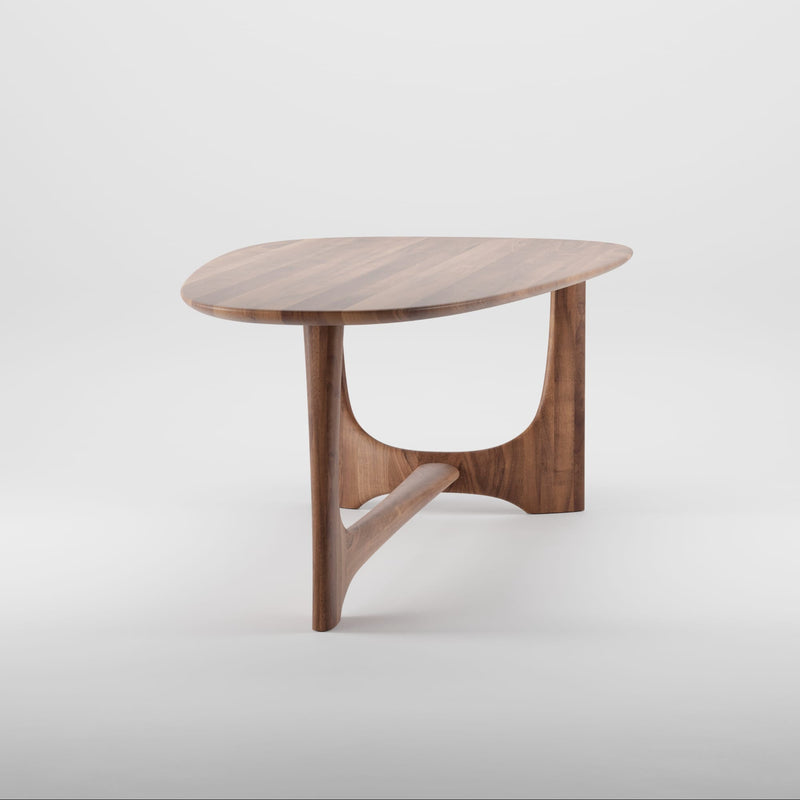 Wooden side table on a white background