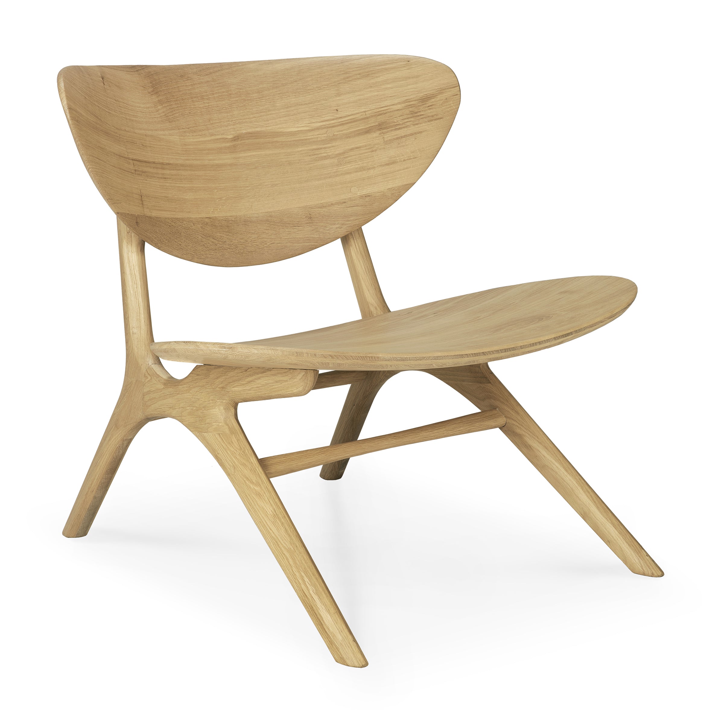Eye Lounge Chair by Ethnicraft, solid wood with curved backrest and angled legs, designed by Alain Van Havre.
