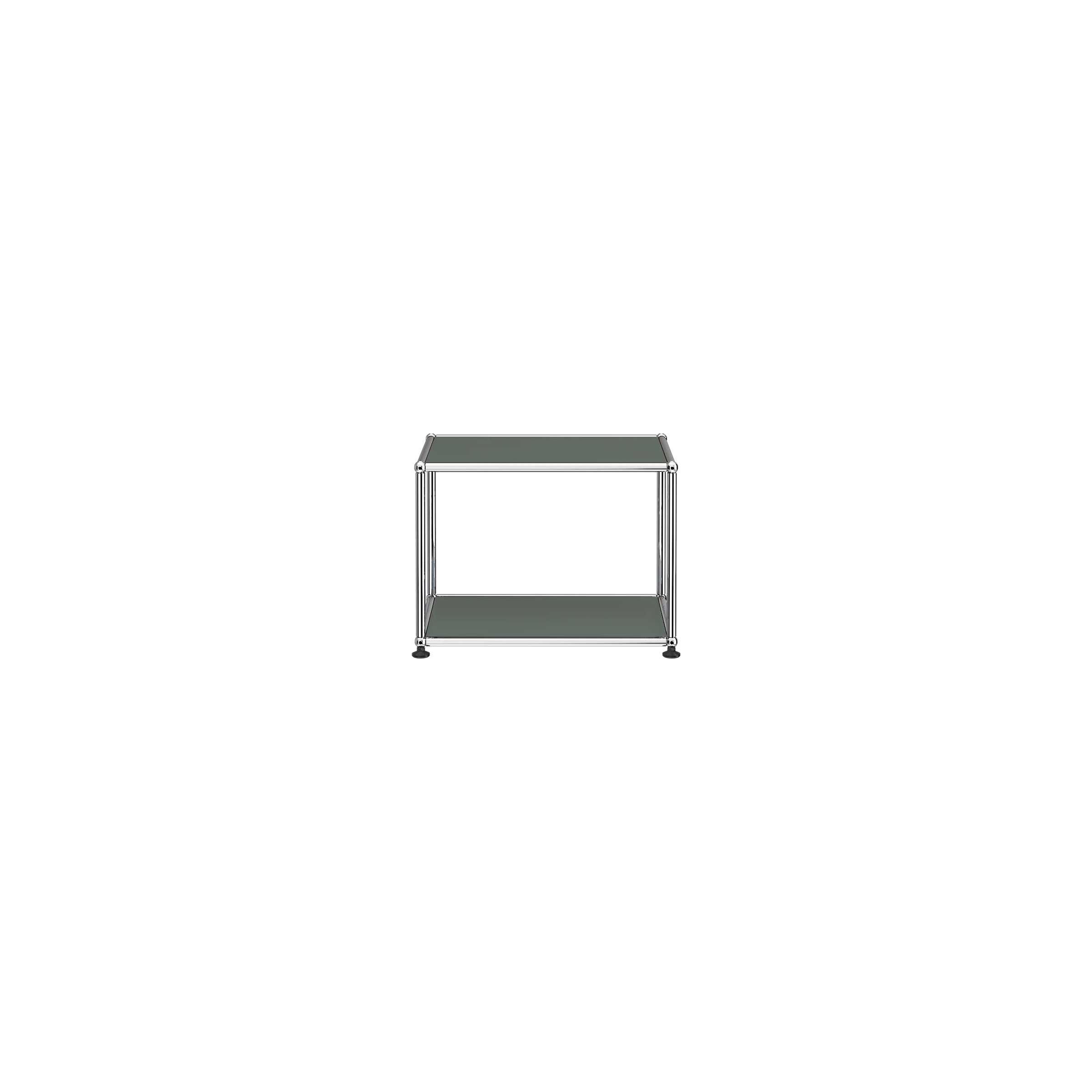 Haller Side Table M22 with powder-coated steel panels and chrome frame, versatile design for any room.