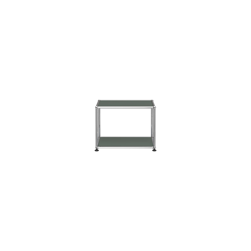 Haller Side Table M22 with powder-coated steel panels and chrome frame, versatile design for any room.