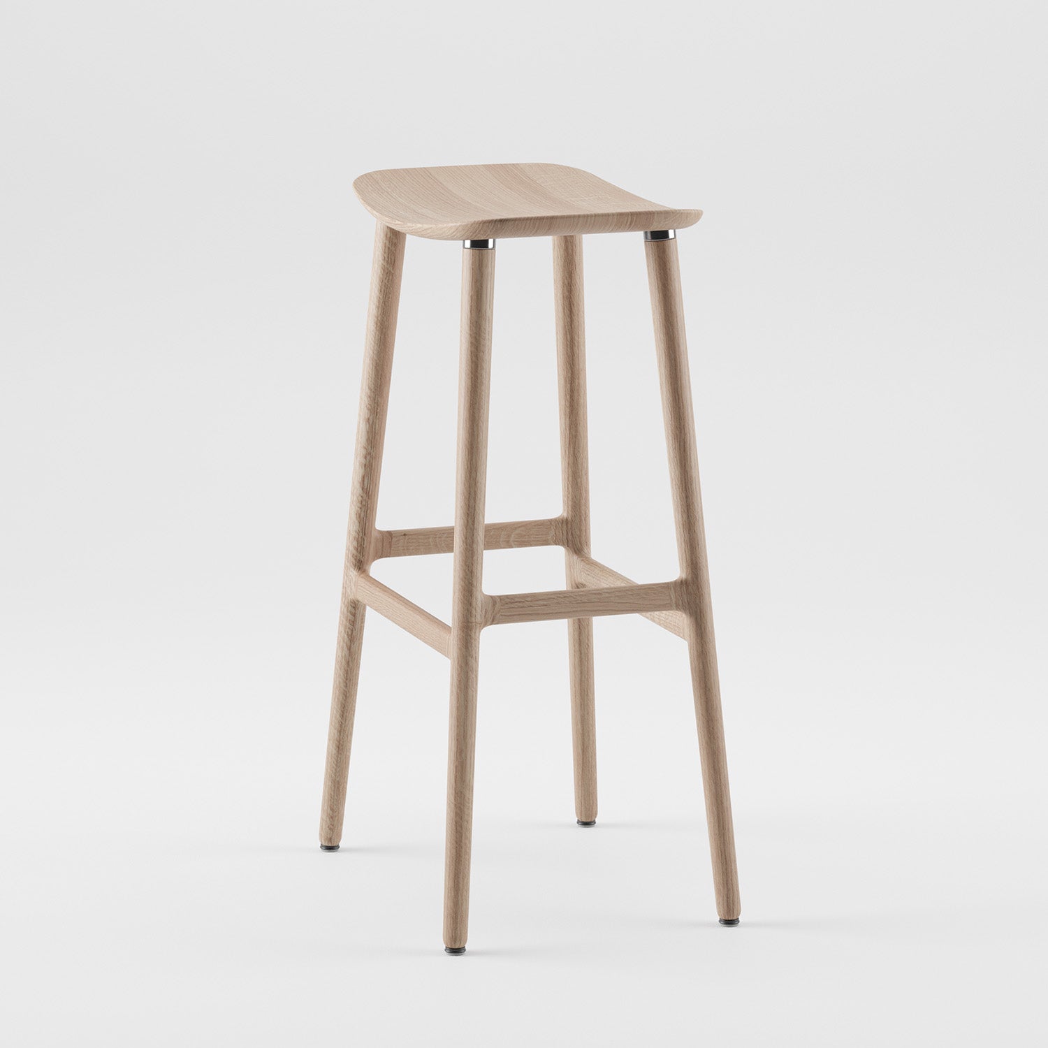 The NARU Barstool by Artisan features a simple, modern design crafted from solid wood. Its four legs and flat seat offer elegance, while the luxurious texture and natural finish enhance its minimalist appeal—making it a perfect choice for eco-friendly living spaces.