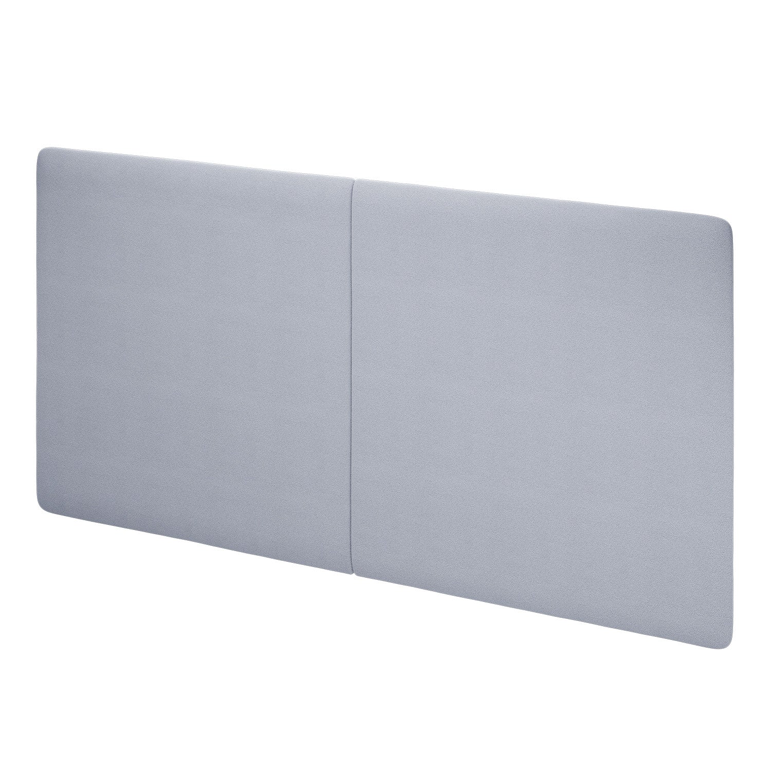 The light gray Frey MAX Headboard by Objekte unserer Tage, with its rectangular design subtly divided into two sections, has smooth edges and a minimalist style. Its ideal for enhancing bedroom acoustics and reducing noise in your personal retreat.