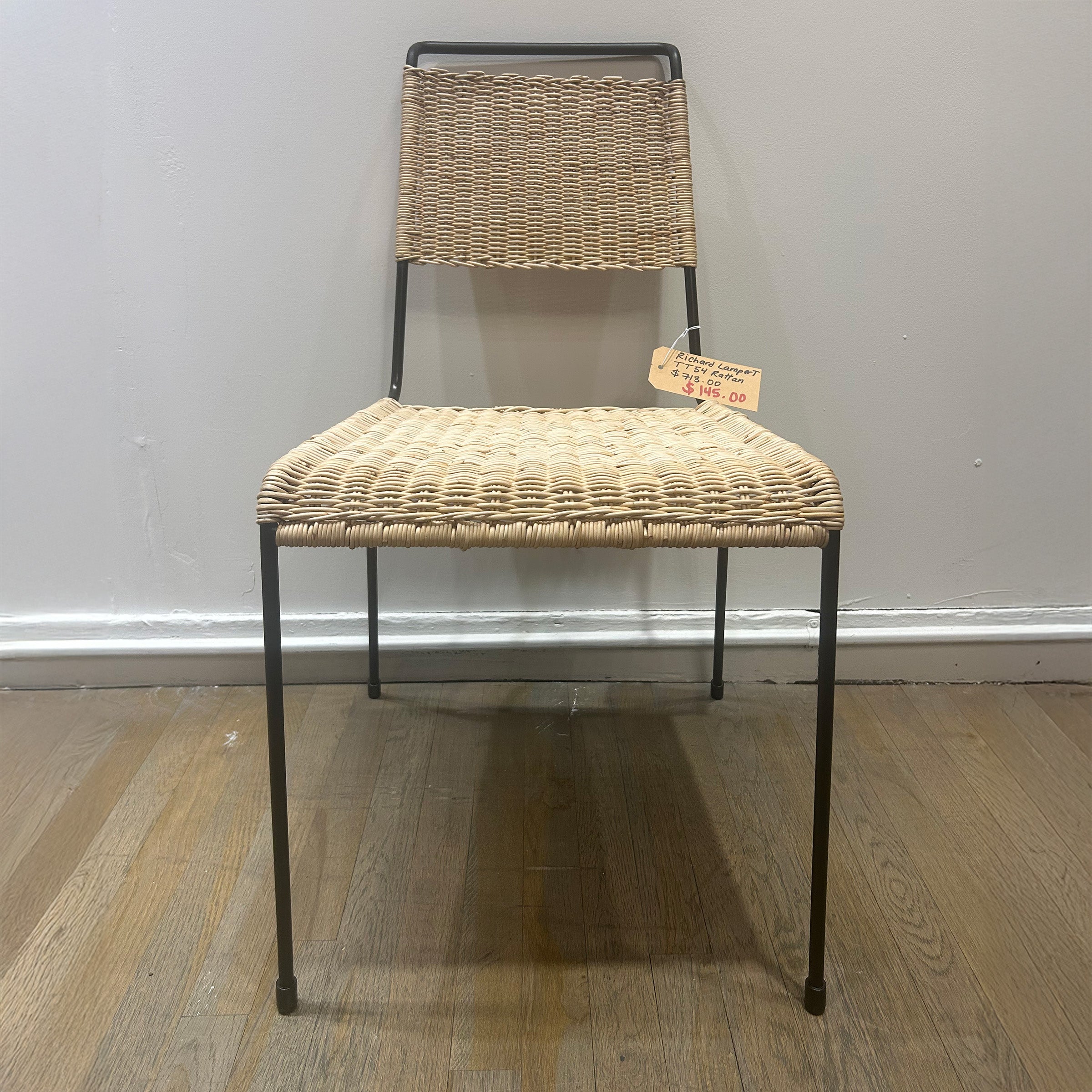 TT54 Rattan - Sale, modern dining chair with rattan seat and backrest, steel frame, simple and unique design.