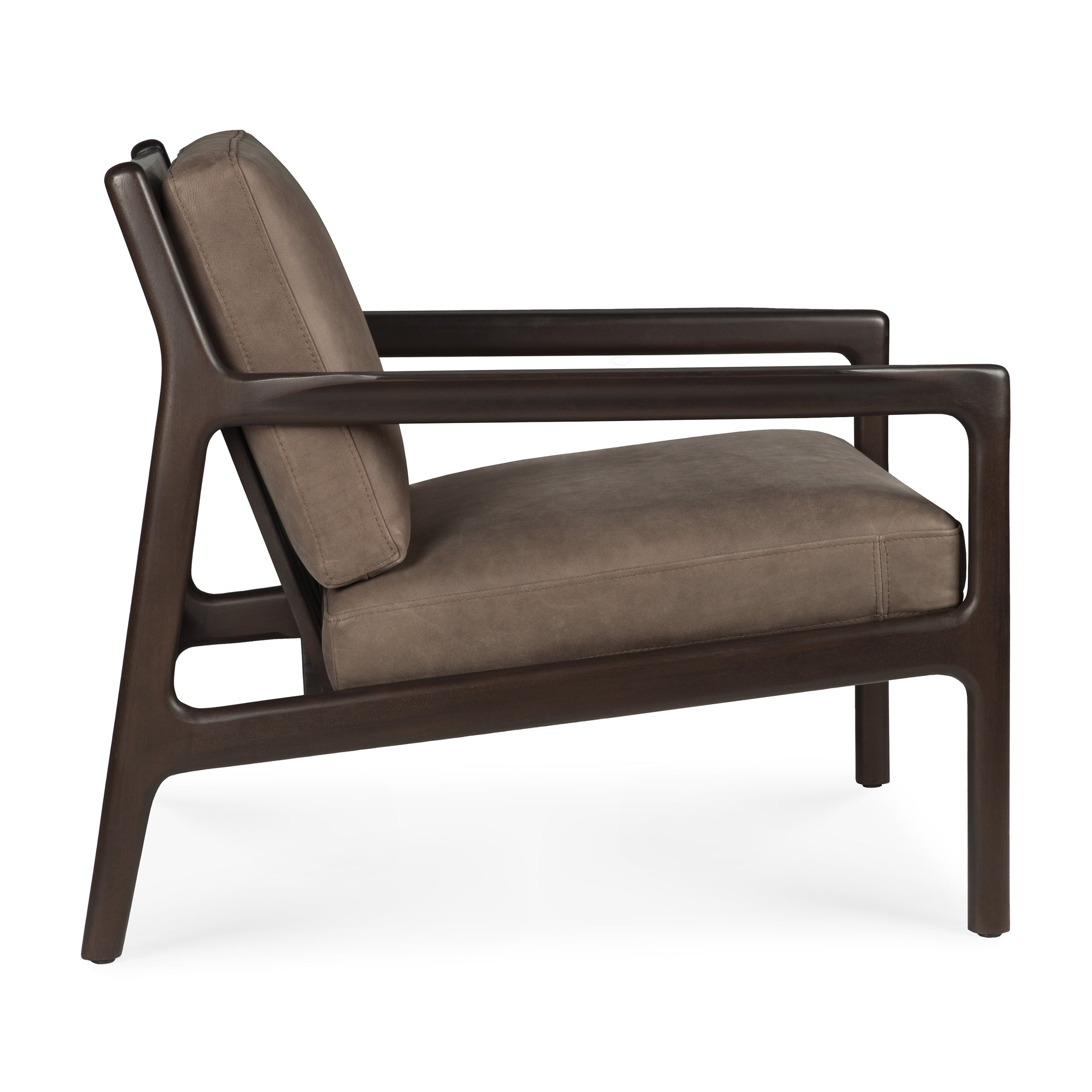 Jack Lounge Chair with mahogany frame and terra nubuck leather cushion, showcasing Scandinavian modern design.