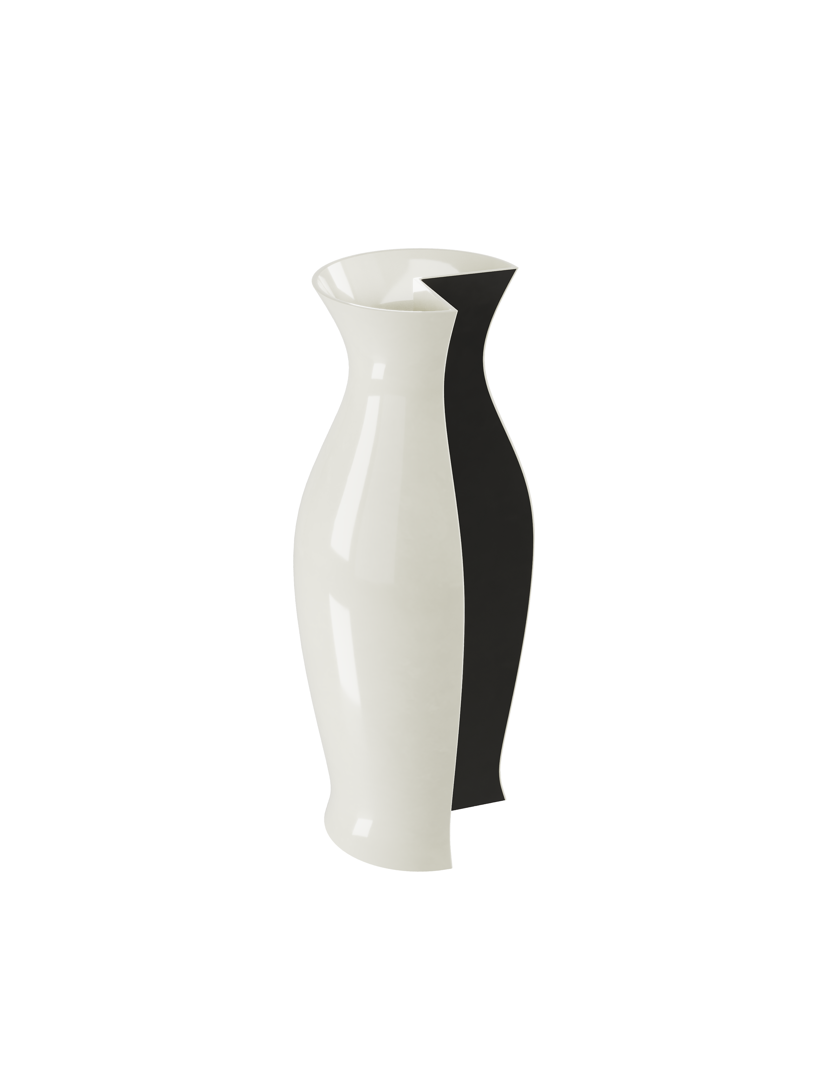 QUATER Vase III ceramic vase in black and white glossy matt finish with a modular amphora-inspired design.