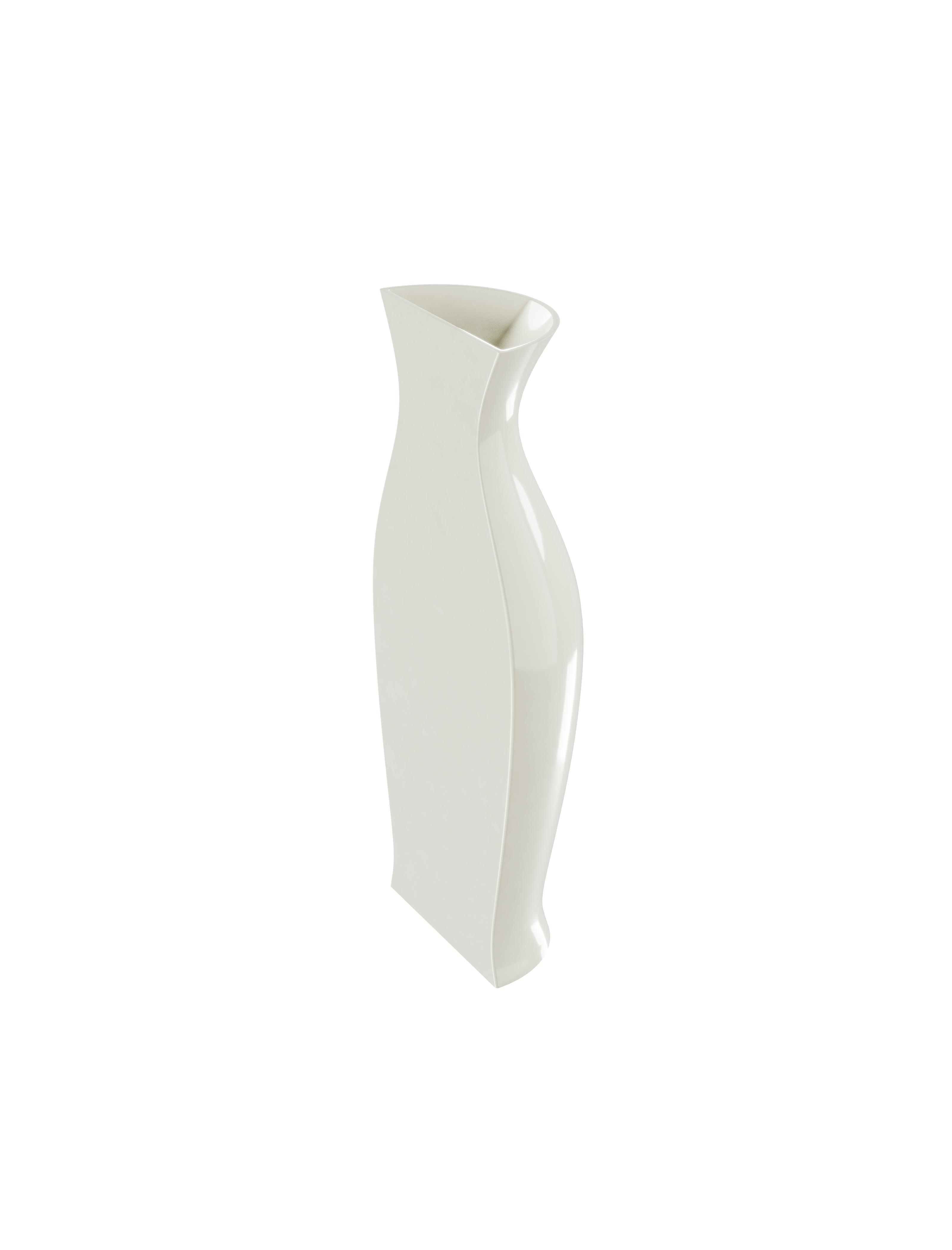 QUATER Vase II in white glossy matt ceramic with a modular, amphora-inspired modern design.