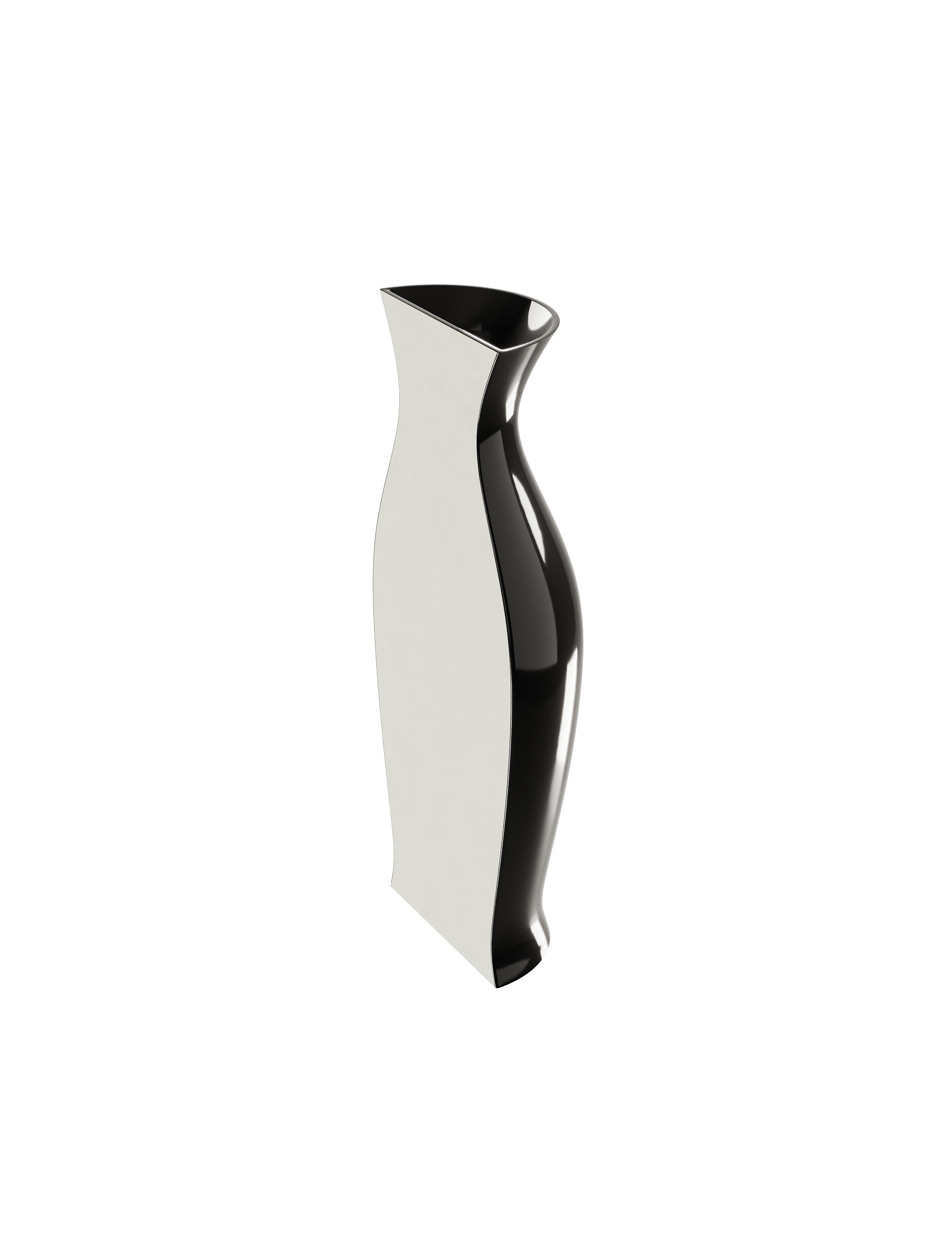 QUATER Vase II ceramic vase in black and white glossy matte with a modular design inspired by ancient Rome.