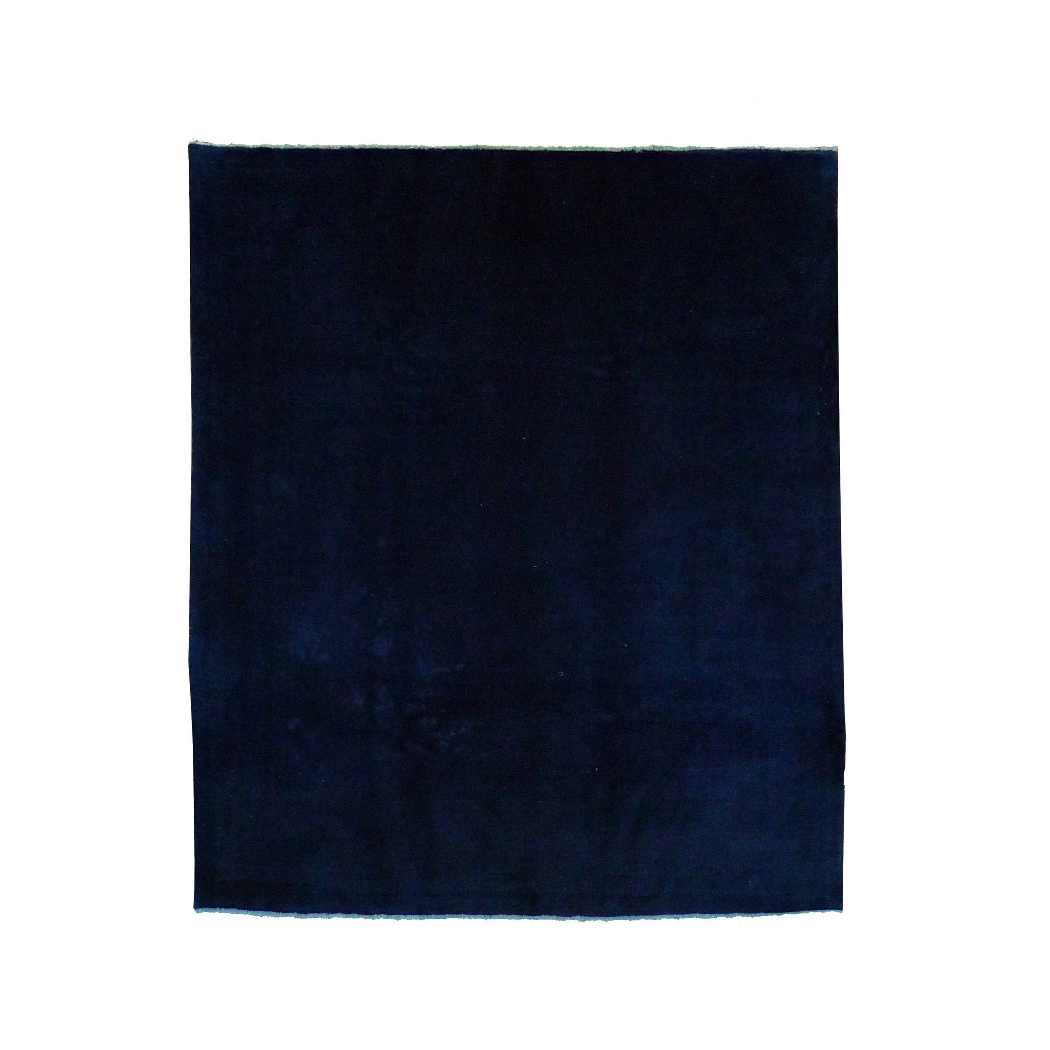 A square, dark blue fabric named Color Carpet #370 - Sale by Kiskan, reminiscent of handmade Persian carpets, rests flat on a white background.