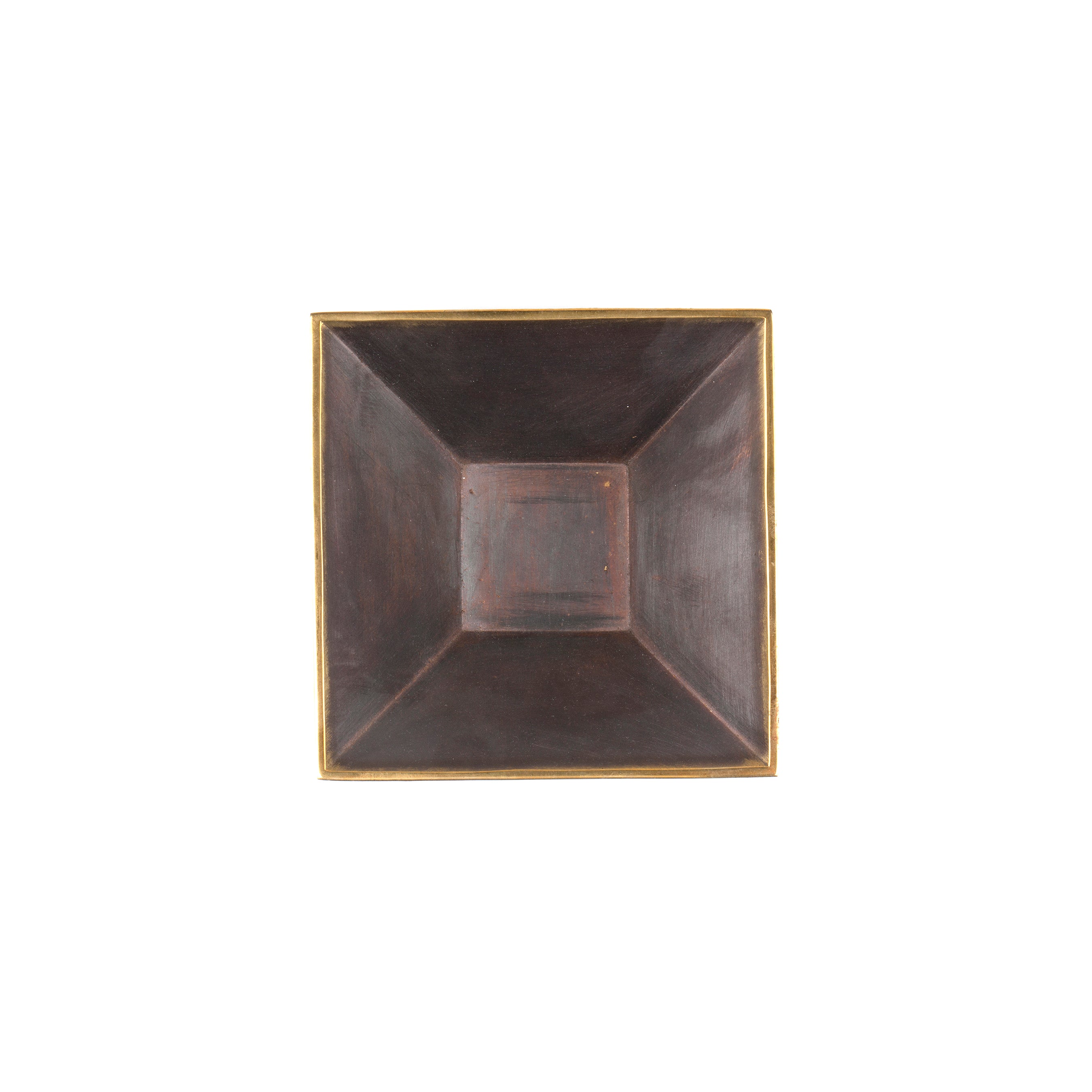 The Dish #4482 by Werkstätte Carl Auböck is a square black ceramic plate with a glossy finish and wide, slightly raised rim. Its minimalist design and subtle brown undertones are reminiscent of an Auböck aesthetic against a plain white background.