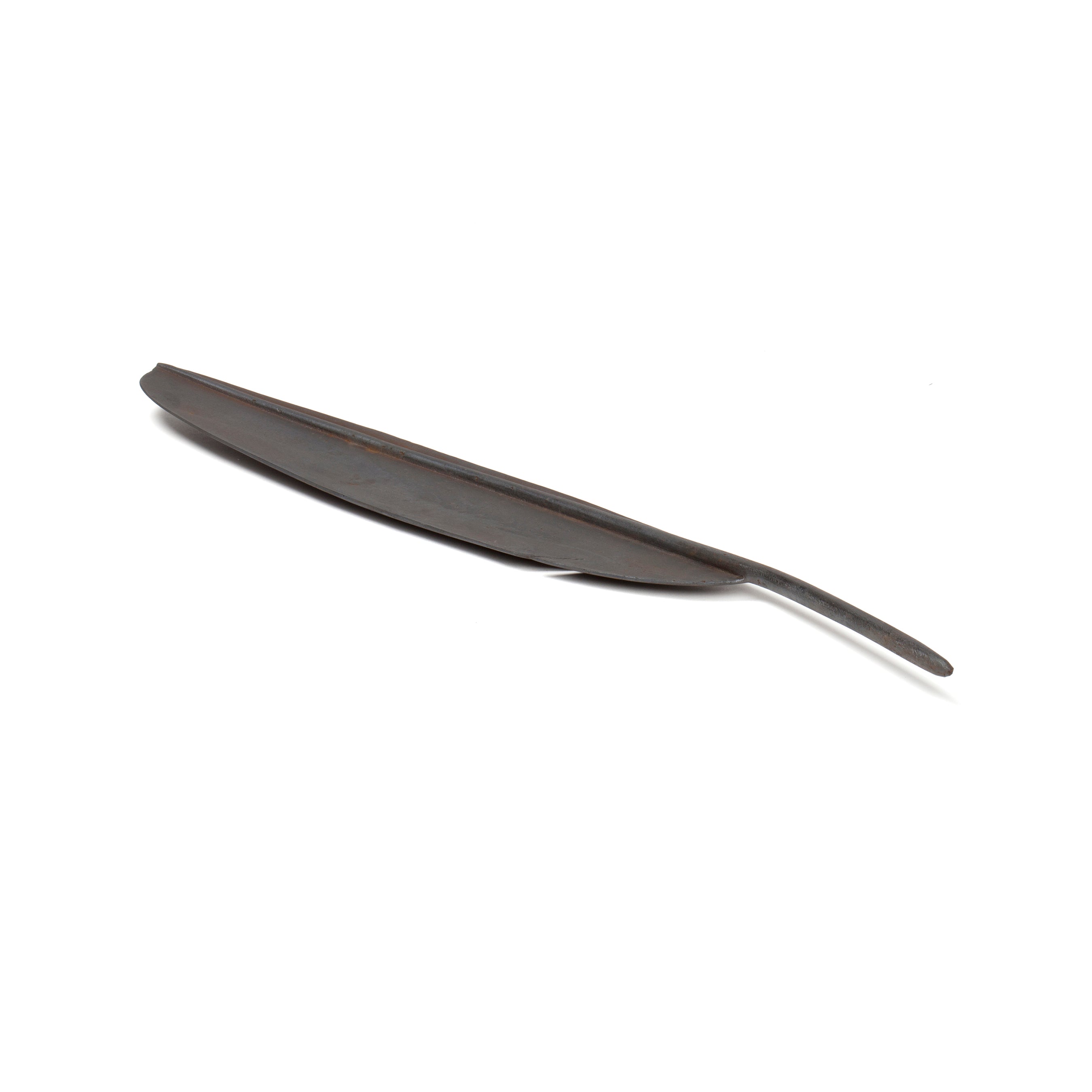 The Bowl Feather #3650 by Werkstätte Carl Auböck is a sleek, modern spoon with a rectangular shallow bowl and slightly curved handle in gray metallic, reflecting the minimalist elegance of Viennese workshops against a white background.