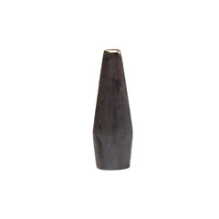 Vase #3974 by Werkstätte Carl Auböck is a tall, dark ceramic piece with a smooth, glossy finish, embodying timeless elegance in the brands sophisticated craftsmanship. It stands upright against a white background, reminiscent of an iconic Auböck design.