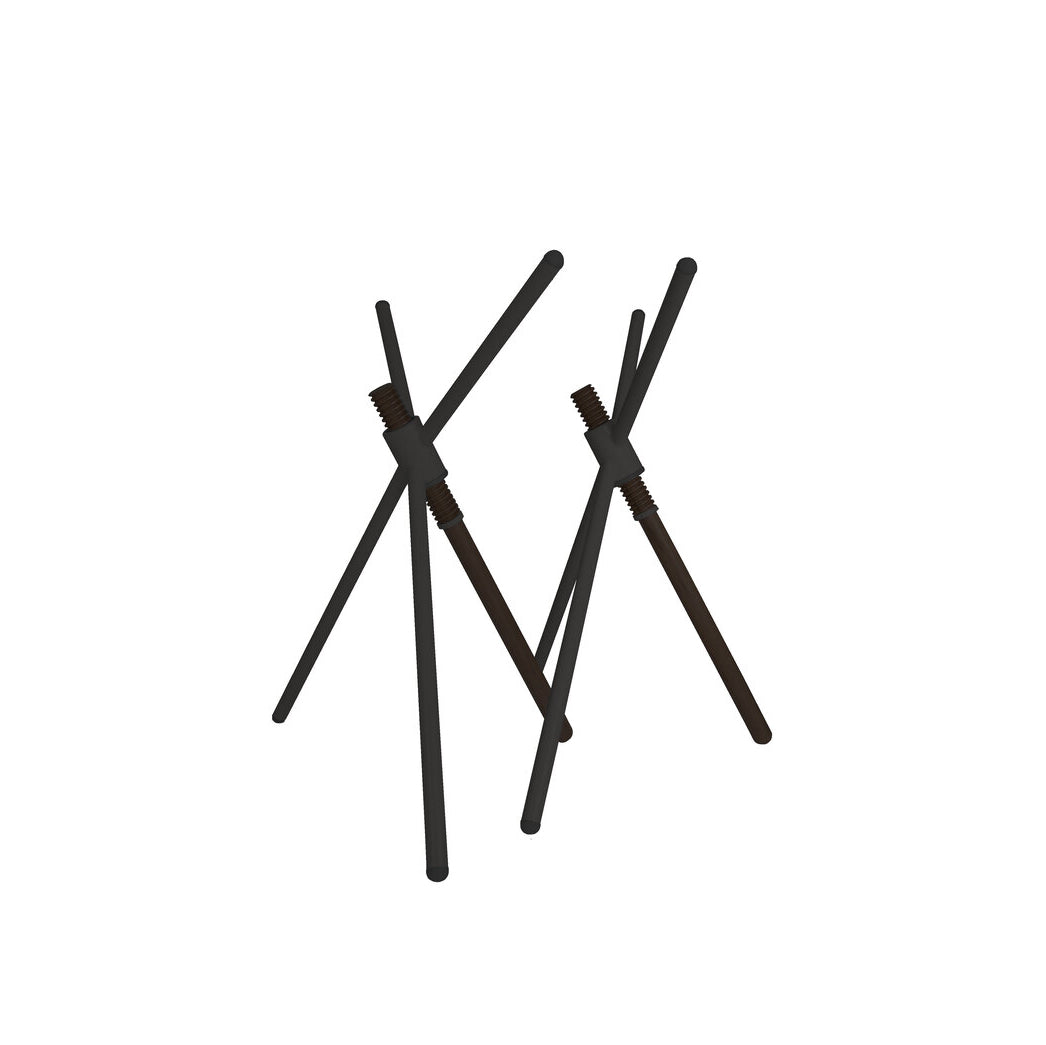 The Abstract sculpture, Thread X by Coordination Berlin, features intersecting dark rods on a white background. Its geometric and minimalist design embodies contemporary trends.