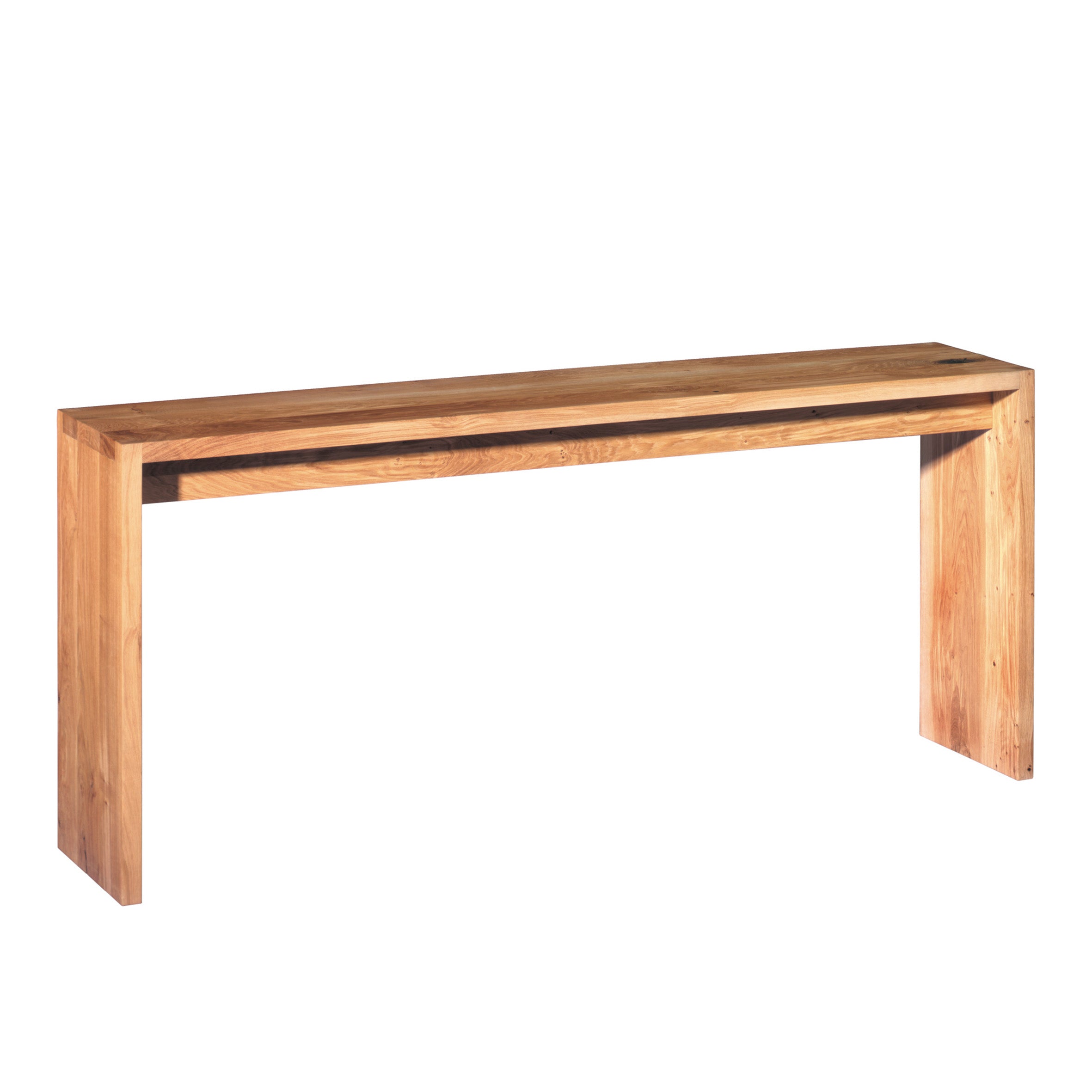 Designed by Philipp Mainzer for E15, the minimalist SB01 ALTO console table features a rectangular top and legs in light-colored wood, with straight lines and smooth surfaces, giving it a modern and elegant appearance reminiscent of the sophisticated ALTO sideboard style.