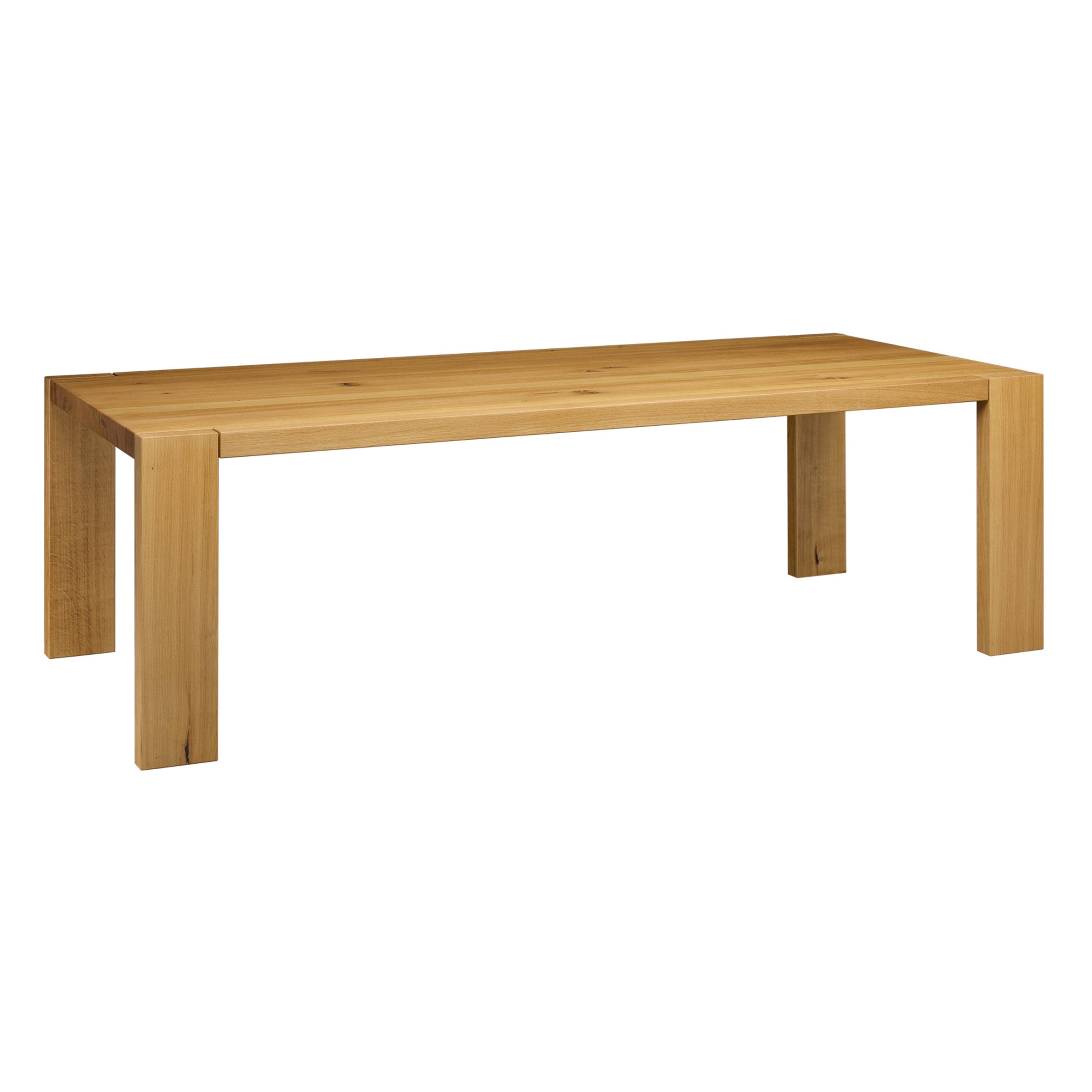 The TA17 LONDON by E15 is a classic wooden coffee table with clean lines and a natural finish, featuring four sturdy legs and a flat rectangular top. It showcases solid wood construction for lasting durability and timeless elegance.