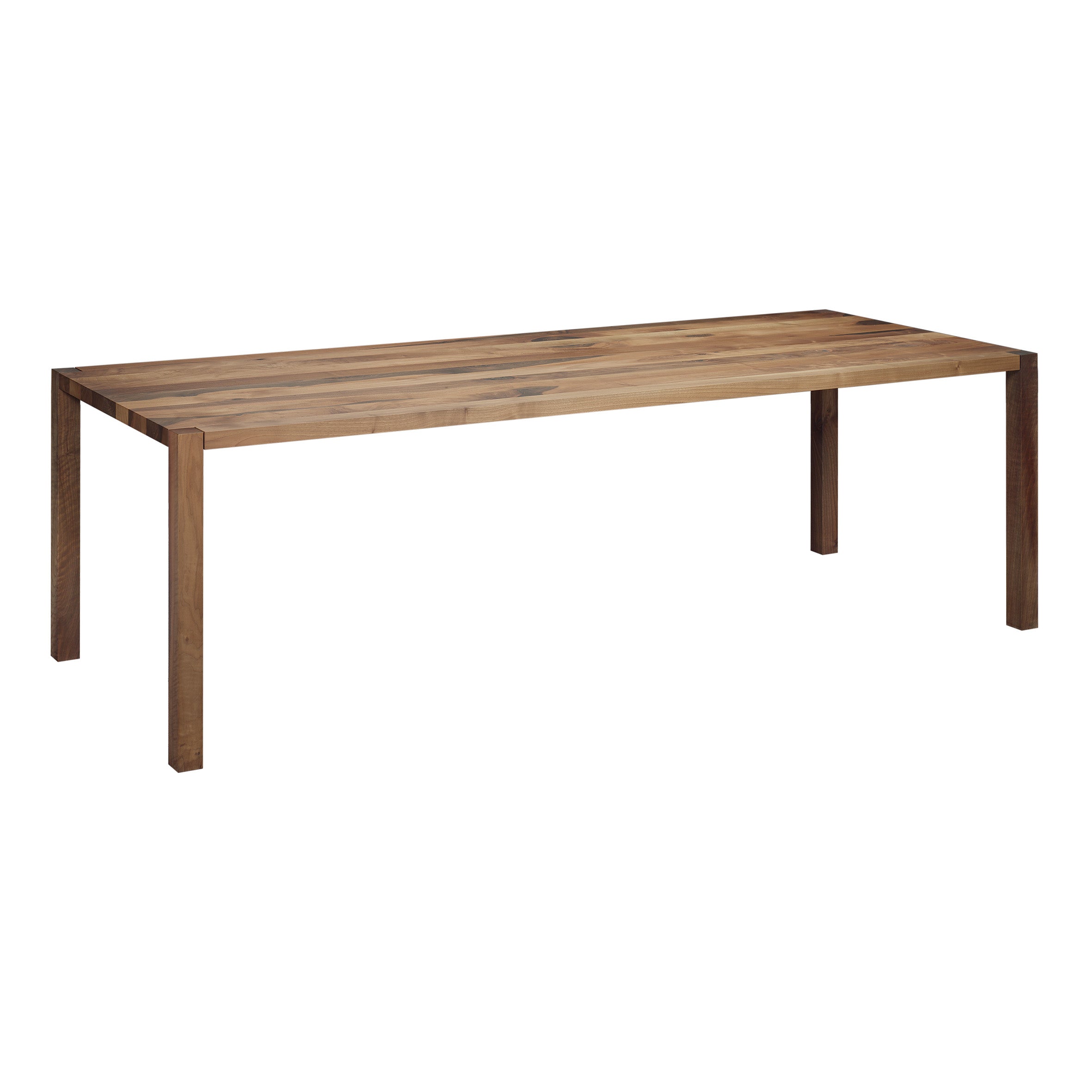 Discover the TA19 SLOANE by E15, a large rectangular dining table crafted from solid wood. With a minimalist design, it features a smooth surface and sturdy legs in a natural wood finish, combining timeless elegance with practicality.