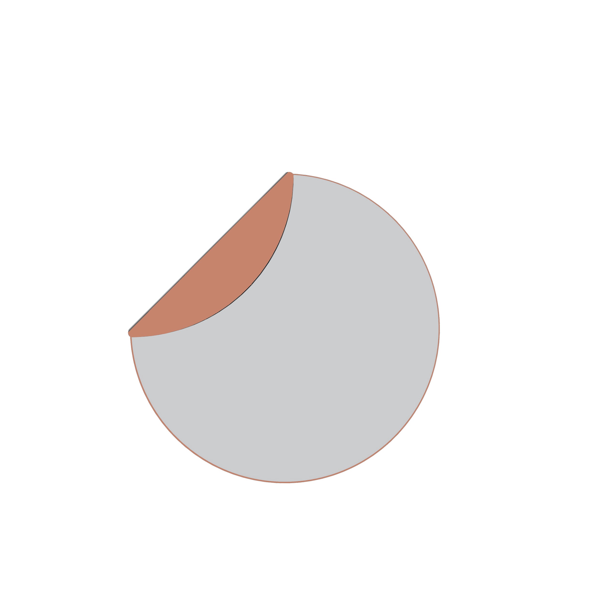 The Echtstahl FLAP Mirror is a grey, circular wall accessory with a distinctive brown triangular segment peeling from the top left, resembling a lifted sheet. Its design contrasts strikingly against the white background.