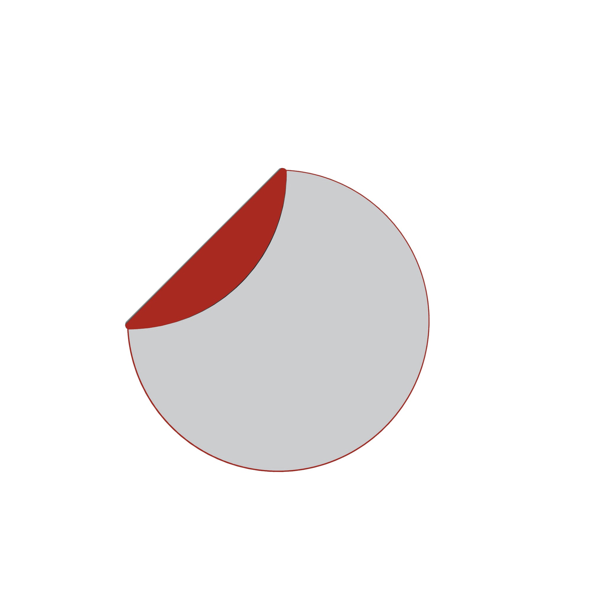 A light gray circle with a dark red triangle on the upper left, resembling a partially peeled sticker on white, adds uniqueness to your decor. This eye-catching design can inspire an innovative Echtstahl FLAP Mirror or magnetic board.