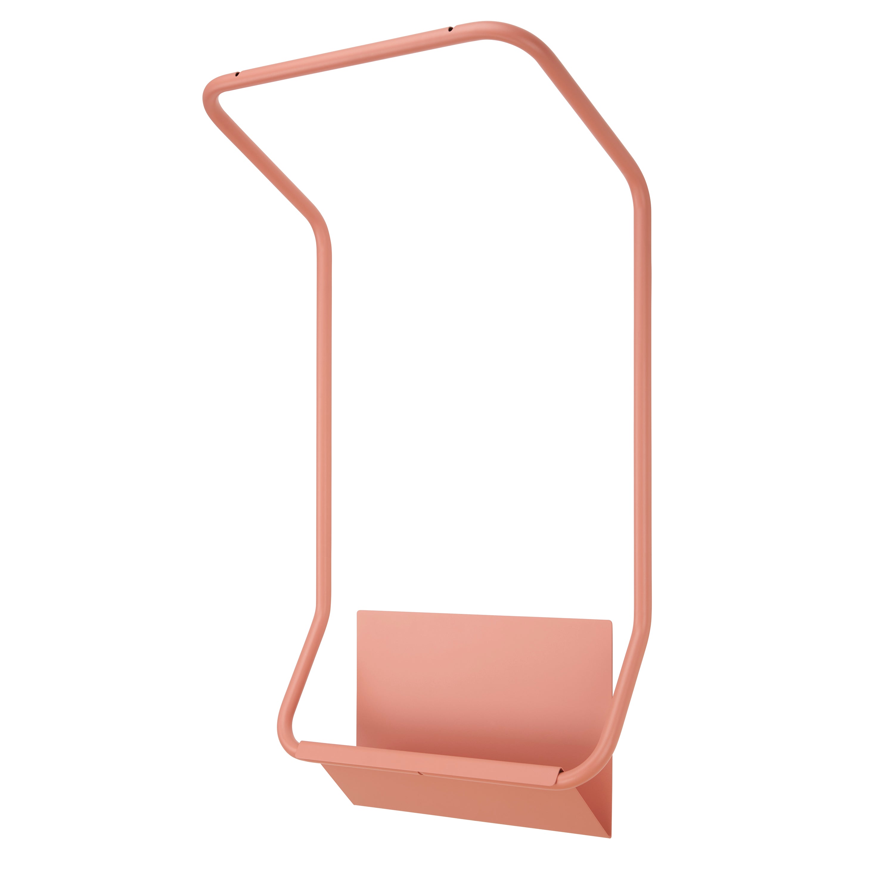 Sleek and sculptural, the Piro Coat Rack - Sale by Echtstahl showcases a rounded rectangular frame and an inclined base in a pink powder-coated finish.