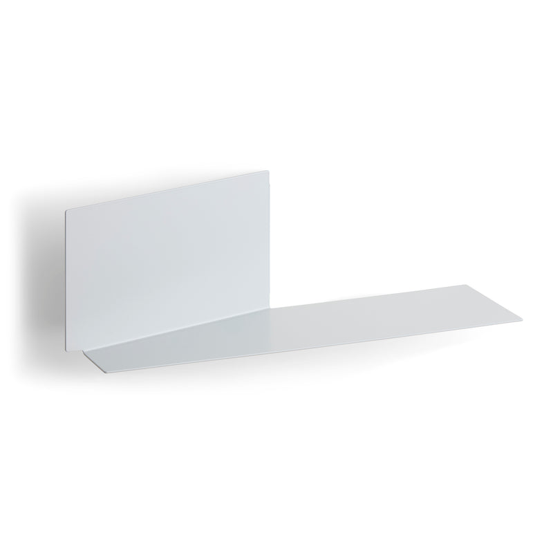 The Plateau rectangular by Echtstahl is a minimalist, wall-mounted shelf made from sleek, powder-coated steel. It features a right-angled design with a vertical back panel and horizontal platform, offering sophisticated shelving with a modern look suitable for various interiors.