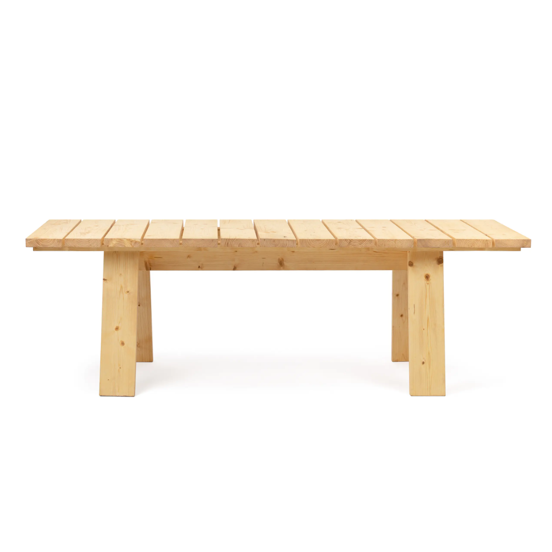 The Štok Dining Table by Egoe is a rectangular wooden table with a smooth surface of horizontal planks and sturdy, straight legs. Crafted from thermal ash wood, its light wood finish enhances its natural, minimalist look.