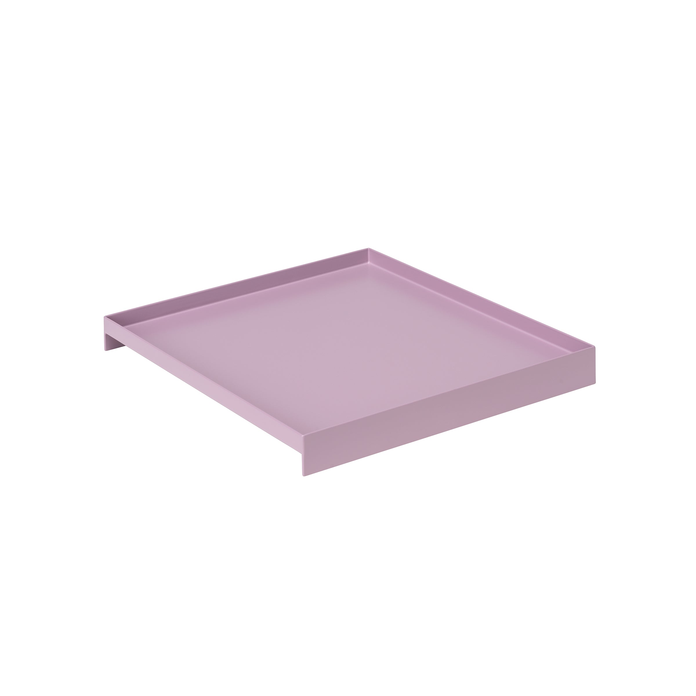 The L3 COURT by Loehr is a minimalist, square-shaped steel tray in soft lavender with raised edges, seen at an angle on a white background.