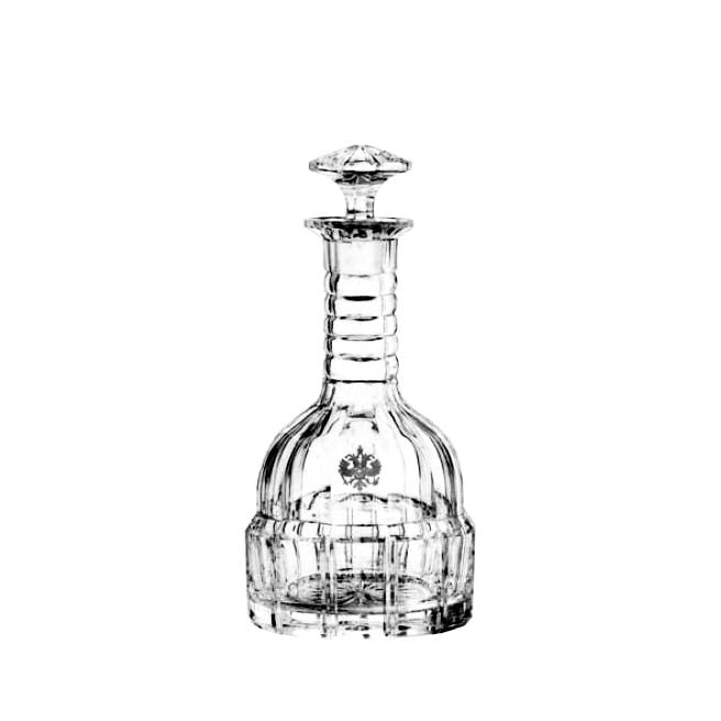An elegant Lobmeyr Drinking Set No. 2 - Hofburg crystal glass decanter with a faceted design and stopper, set against a pristine white background.