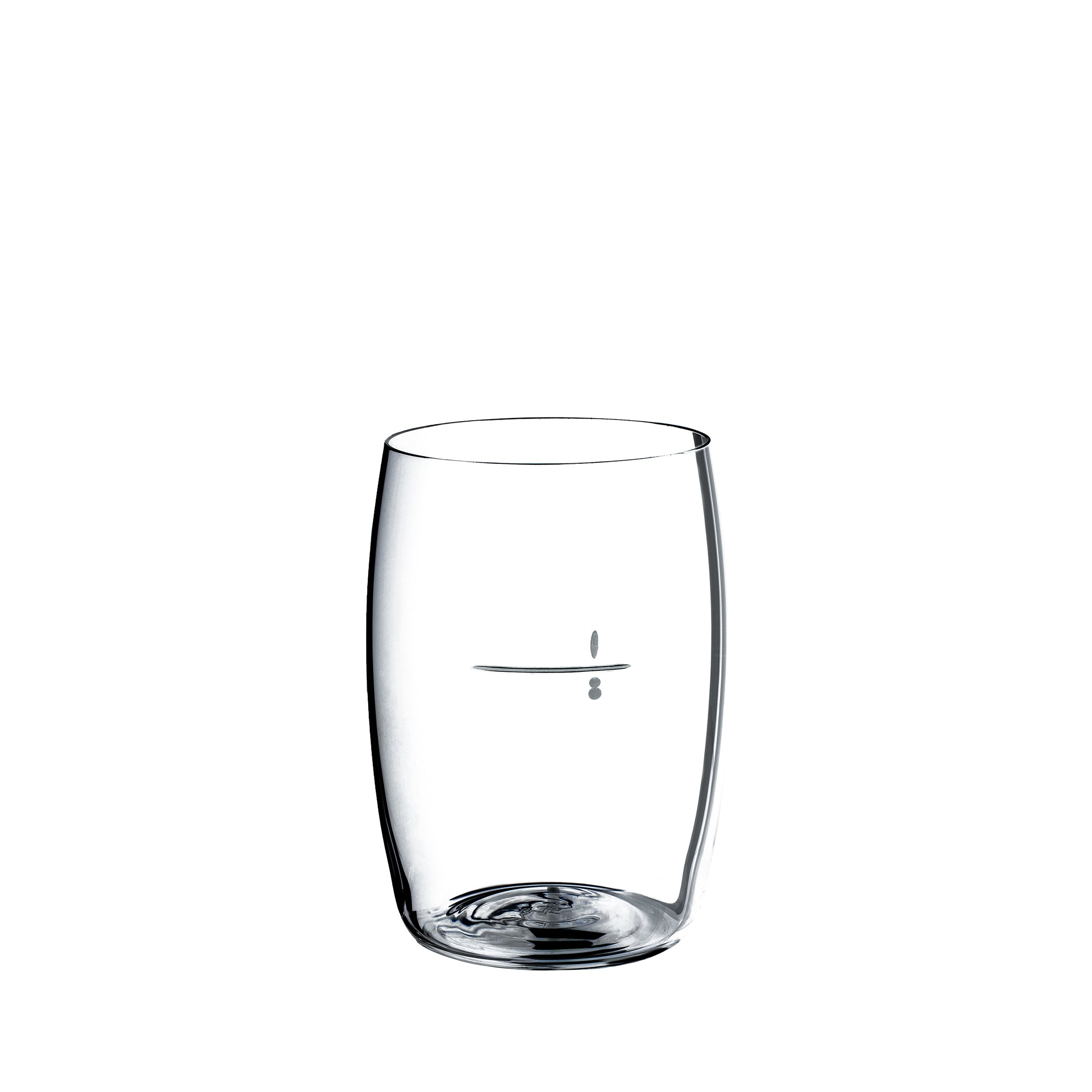 The Wiener Achtel by Lobmeyr is a tall crystal tumbler featuring a minimalistic etched design. It stands elegantly against a plain white background, showcasing modern design and Lobmeyrs exquisite craftsmanship.