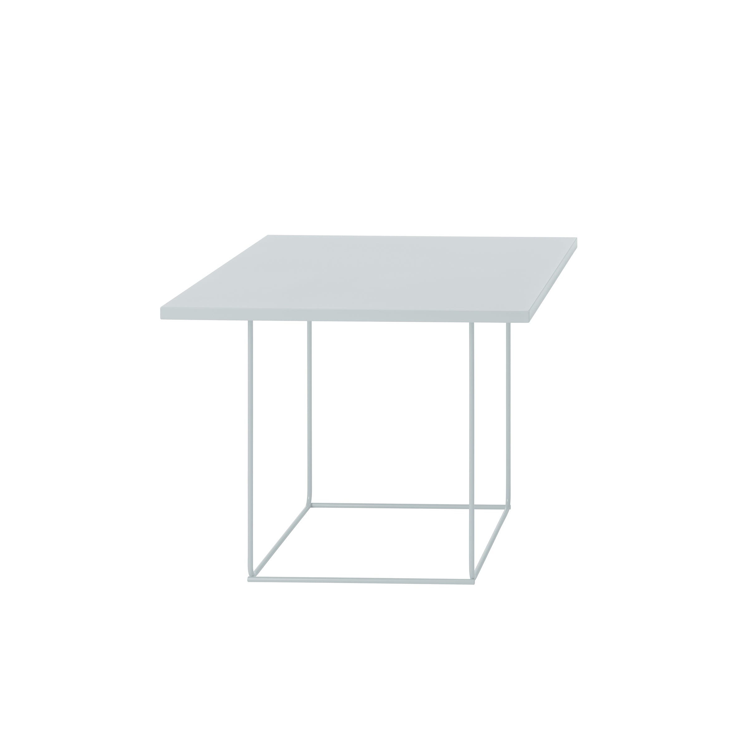 The DL3 Umbra Table Square by Loehr boasts a minimalist design with a square tabletop and slender metal legs forming a cube-like base, combining modern aesthetics with simplicity and an airy TANGRAM-inspired frame.