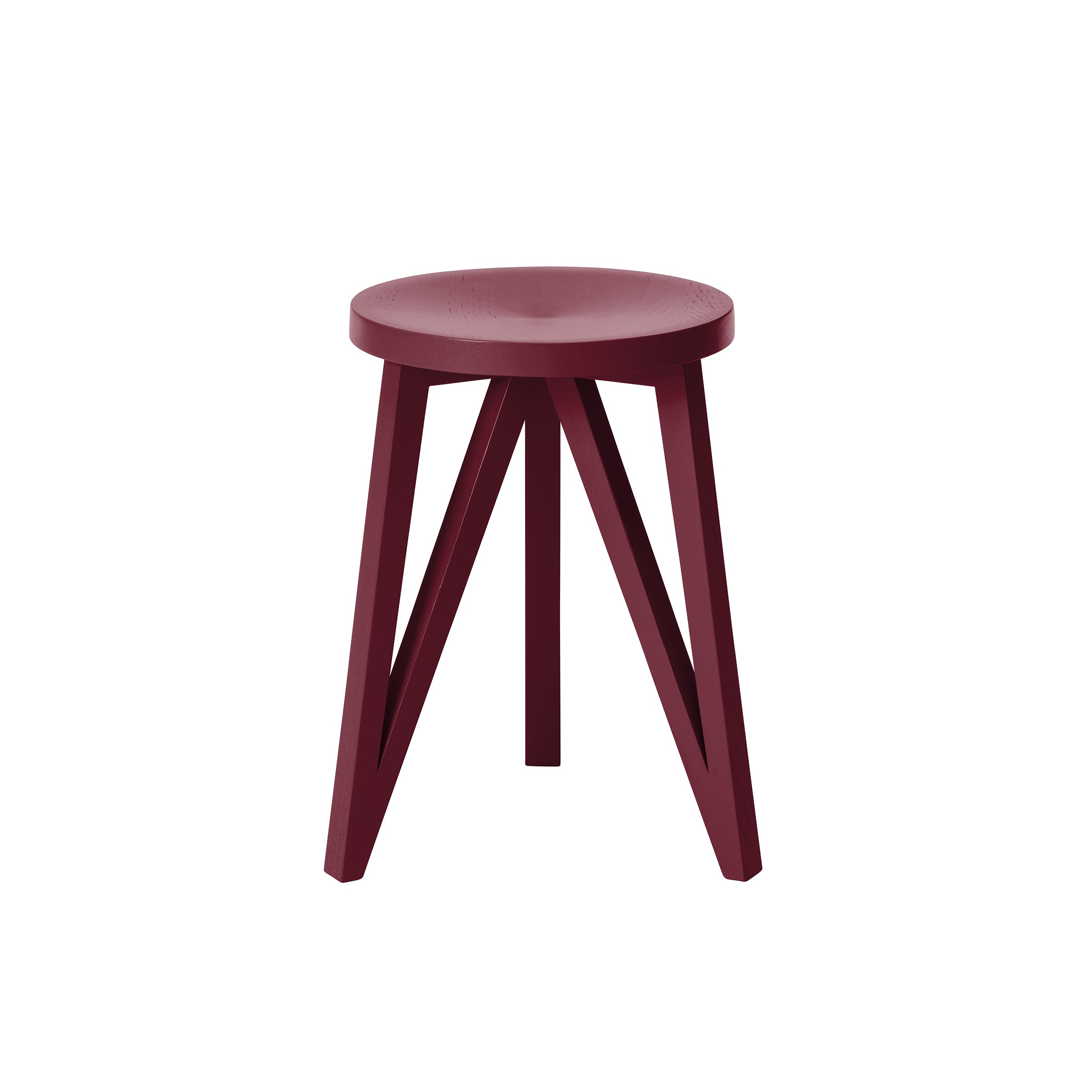 The JL1 Faber Stool by Loehr is a small, round, dark red wooden piece featuring a smooth seat and four angled legs. A part of the FABER collection, it reflects northern European design principles and adds timeless elegance to any room.
