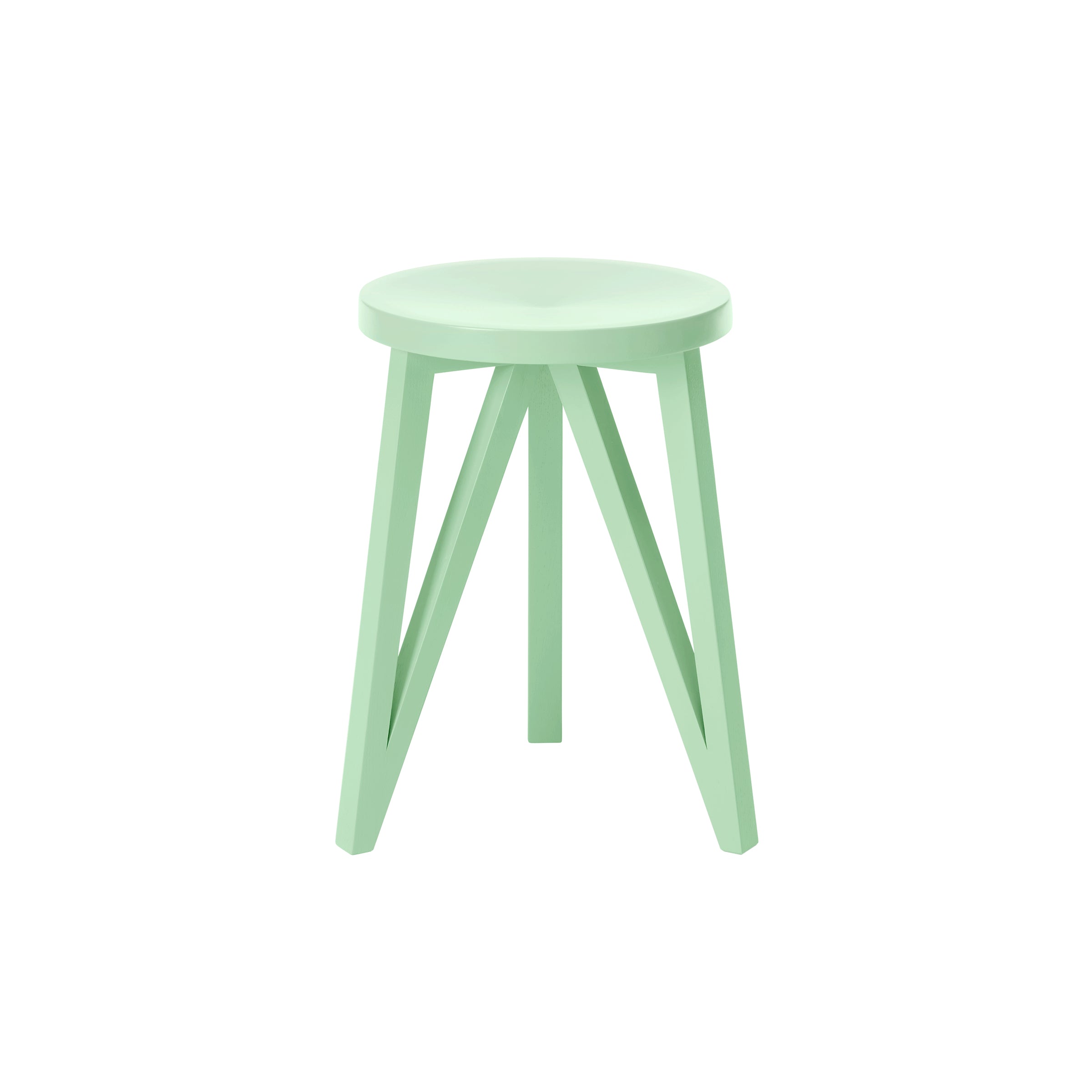 From the Loehr collection, the JL1 Faber Stool showcases northern European elegance with its mint green color, round seat, and three sturdy legs.