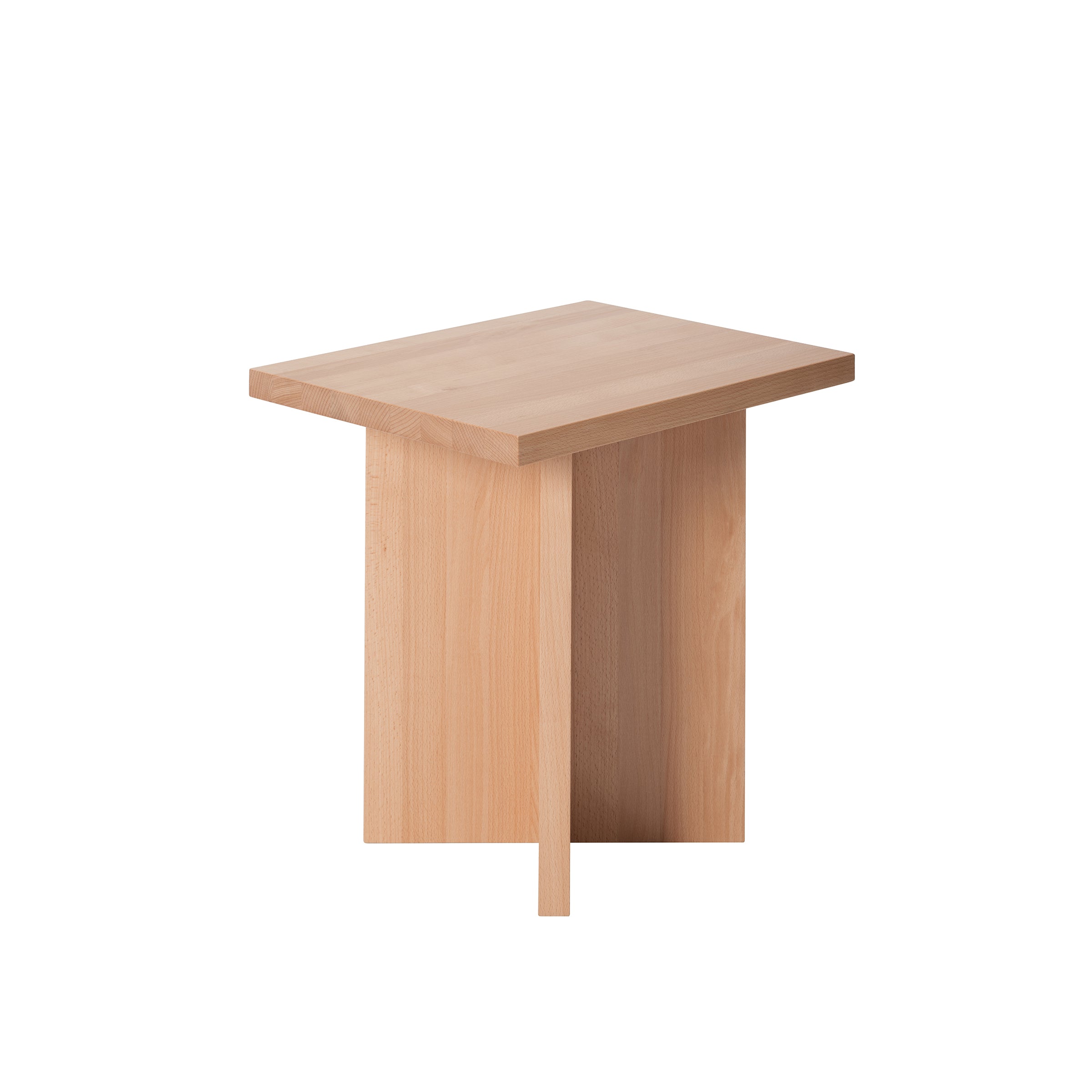 Introducing the L6 Corinth Side Table by Loehr: a minimalist piece in solid beech with a rectangular top and intersecting base. The light finish showcases its natural grain, making it perfect for modern interiors.