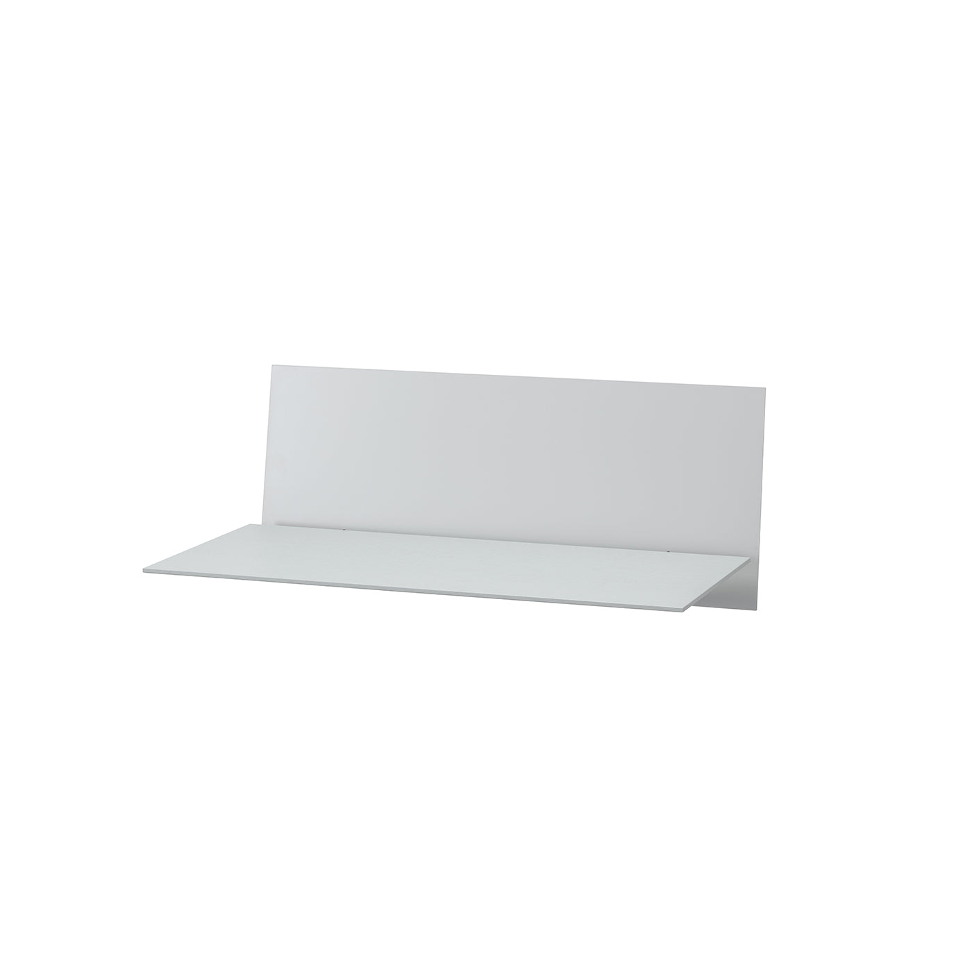 The S1 CHAPTER Bureau by Loehr is a sleek, minimalist wall-mounted shelf with a flat rectangular base and slightly elevated back panel in light gray, set against a plain white background.