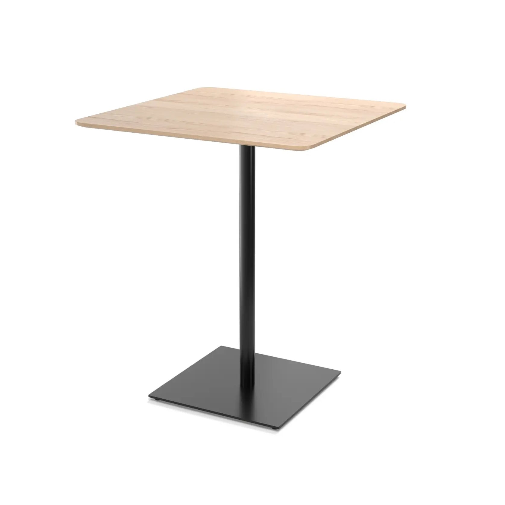 The Easy Bar Table Rectangular by TON features a modern square design with a light wood top and sleek black steel base, ideal for bistro or bar height settings against a plain white background.