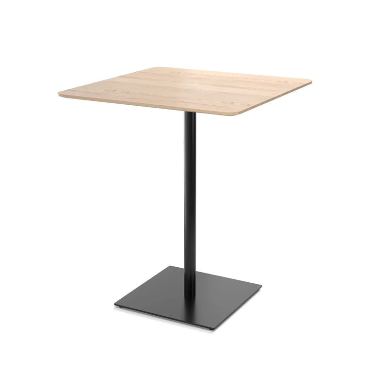 The Easy Bar Table Rectangular by TON features a modern square design with a light wood top and sleek black steel base, ideal for bistro or bar height settings against a plain white background.
