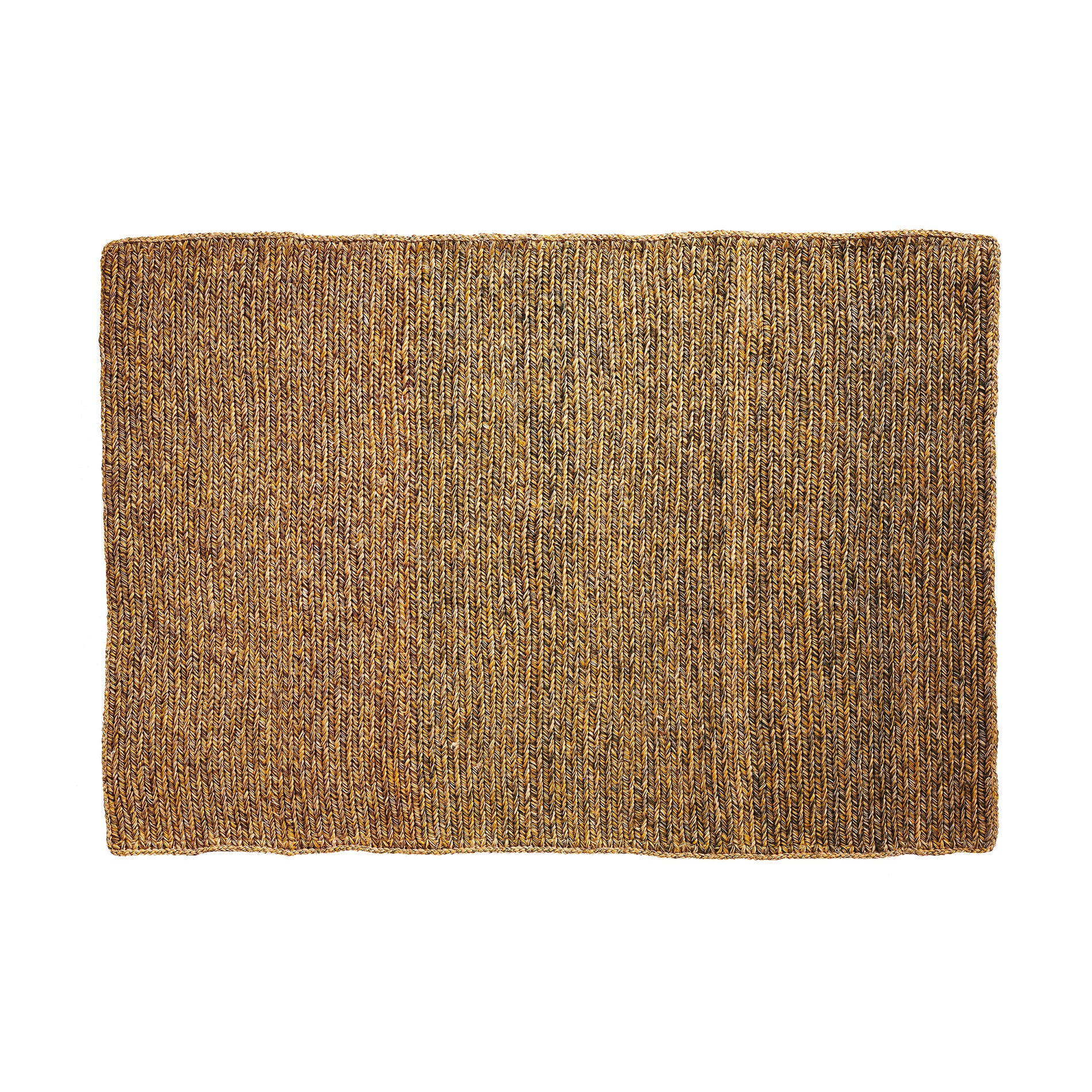 The Ames Par Rug by Ames is a rectangular, handmade mat with a textured brown and gold surface, crafted from natural fibers for lasting beauty and shown on a white background.