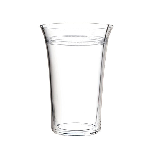 The BV20 Flower Vase by Lobmeyr, a mouth-blown masterpiece, features a subtle decorative band near the top and sits elegantly against a plain white background.