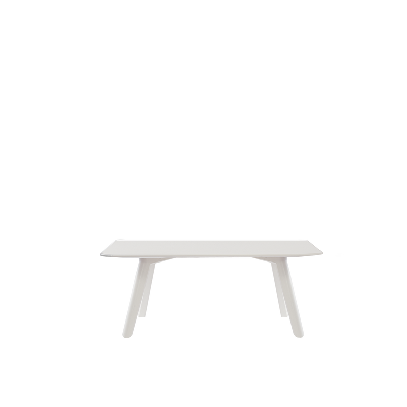 The Meyer Bench by Objekte unserer Tage is a minimalist piece crafted from solid ash, featuring clean lines and angled legs, set against a plain white background.