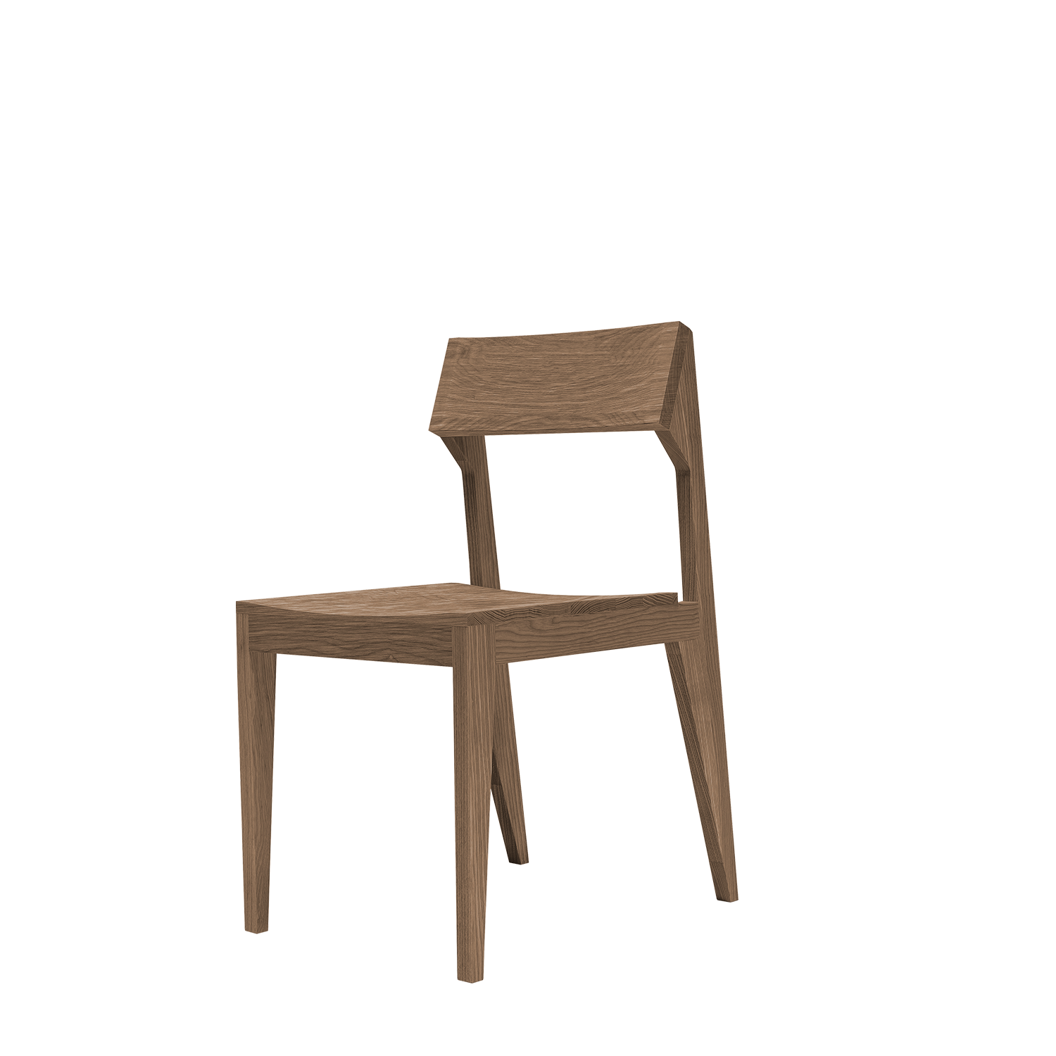 The Schulz Chair by Objekte unserer Tage is a minimalist wooden chair made from solid ash wood, featuring a curved backrest and four slightly angled legs for a modern, sleek, and durable design.