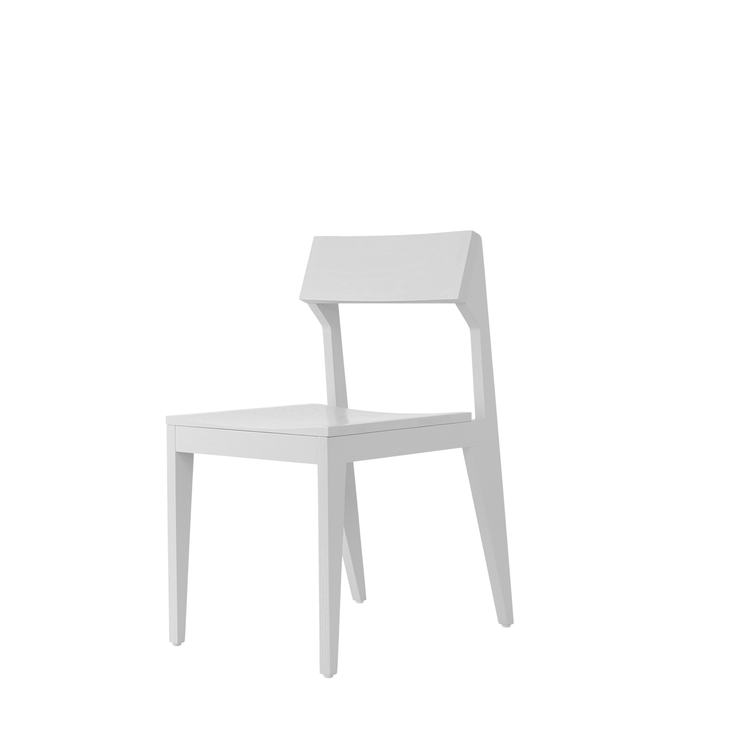 The SCHULZ Chair by Objekte unserer Tage is a minimalist piece with a solid ash wood build. It features a simple design, straight backrest, and four legs, elegantly showcased against a plain white background.