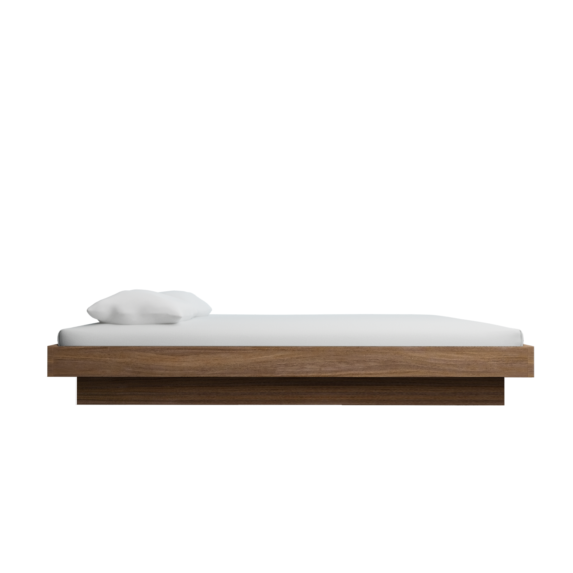 Discover the Zians Bed by Objekte unserer Tage: a minimalist wooden frame with a white mattress and single pillow. This modern design offers cozy comfort and natural elegance, perfect for those who appreciate serene simplicity in their sanctuary.