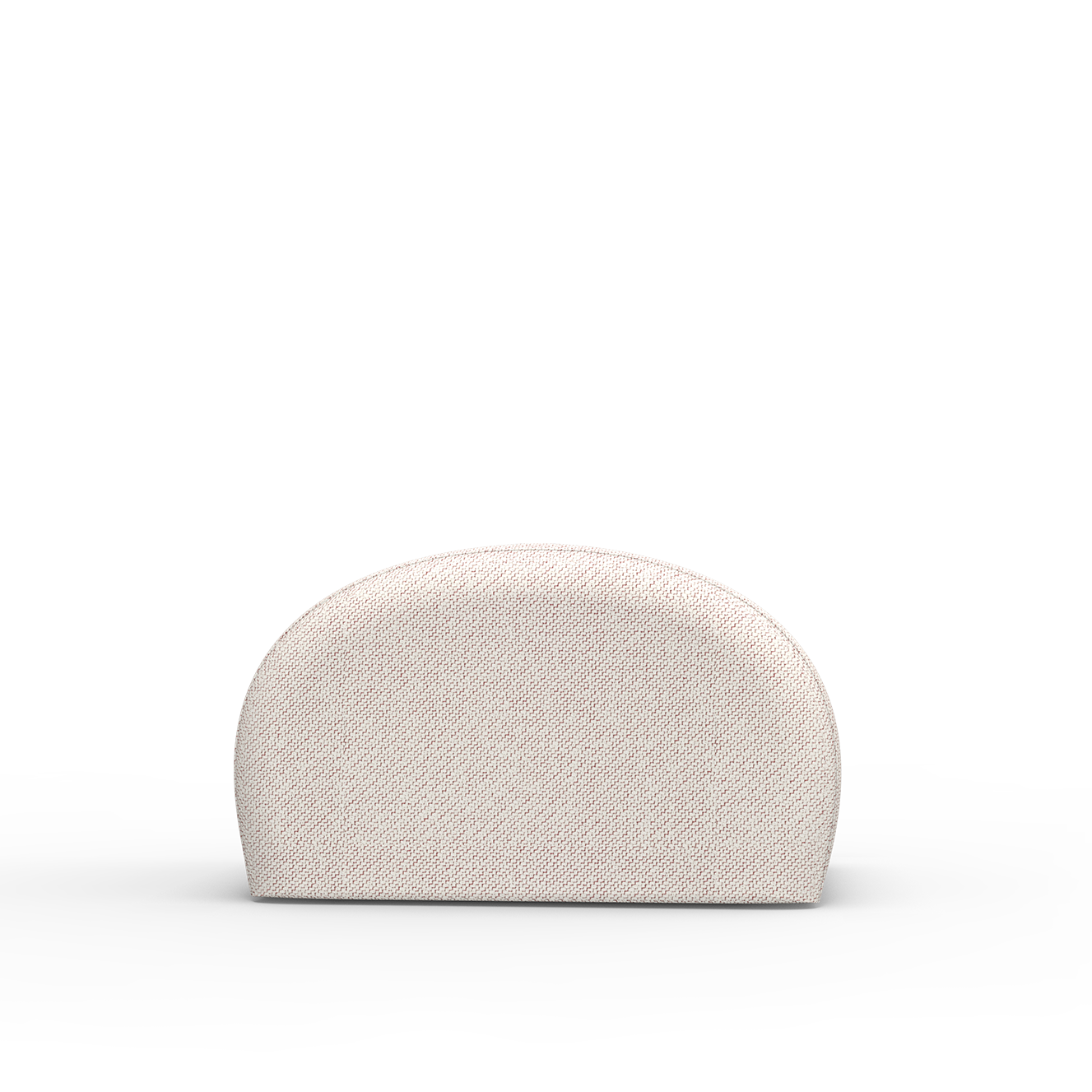 The Levi Pouf by Objekte unserer Tage is a plush, dome-shaped seating object with handcrafted upholstery in textured beige. It sits against a minimalist gradient backdrop shifting from light gray to white, highlighting its versatile charm.