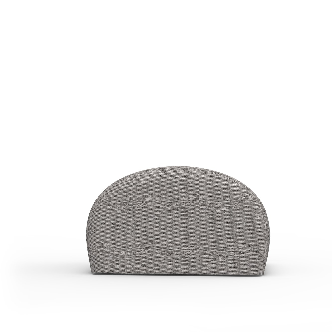 A small, gray, semi-circular Levi Pouf by Objekte unserer Tage is set against a plain gray background, highlighting its versatile upholstered design.