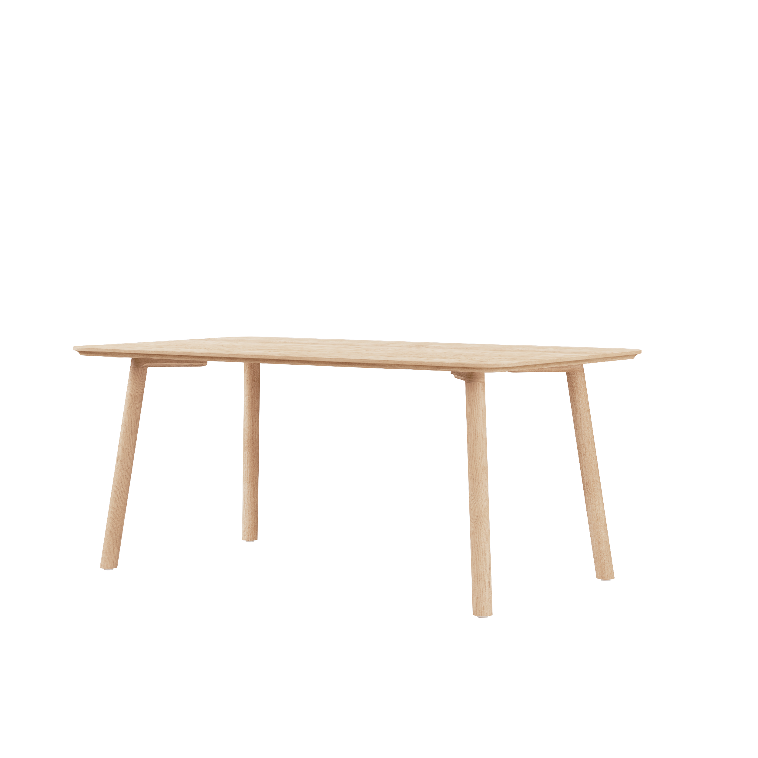 The Meyer 23 Table by Objekte unserer Tage features a solid wood, rectangular design with four straight legs. Set against a white background, its minimalist style emphasizes clean lines and a smooth finish, crafted sustainably.