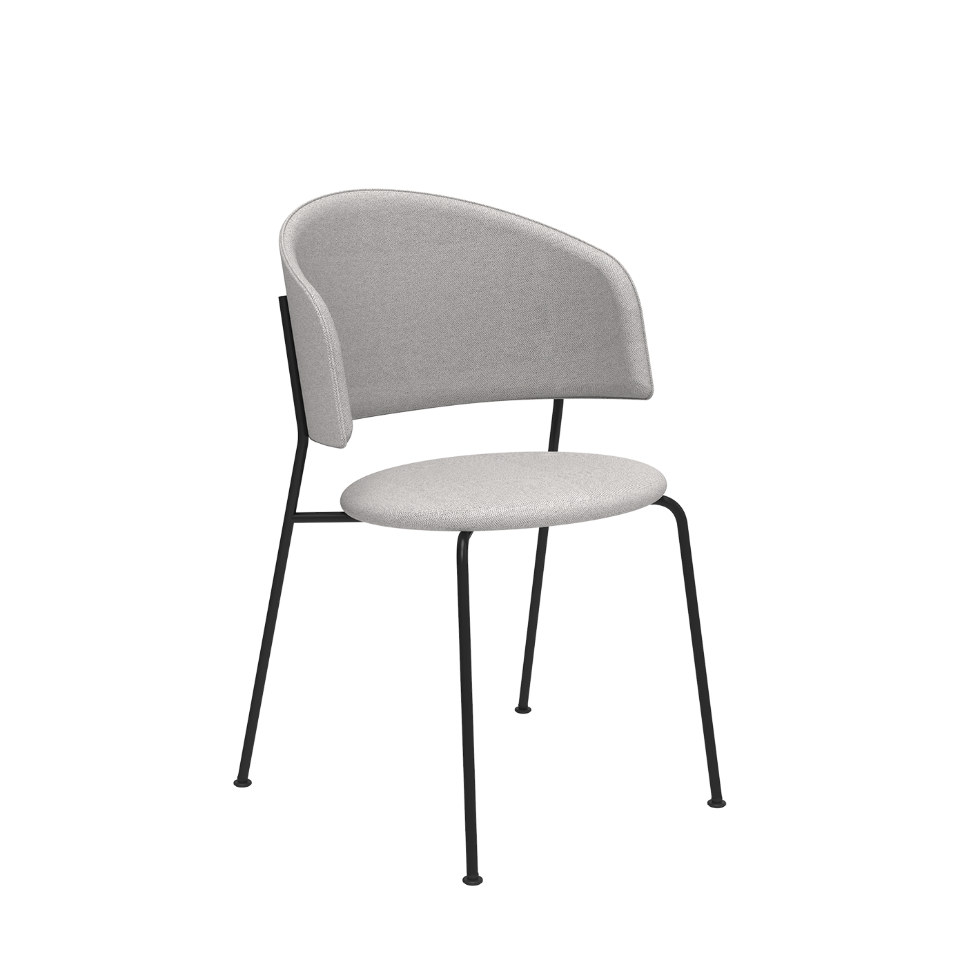 Enjoy ultimate comfort with the Wagner Dining Chair by Objekte unserer Tage, featuring a modern light gray upholstered seat and backrest paired with sleek black metal legs. Its minimalist design flawlessly merges contemporary style with cozy elegance.