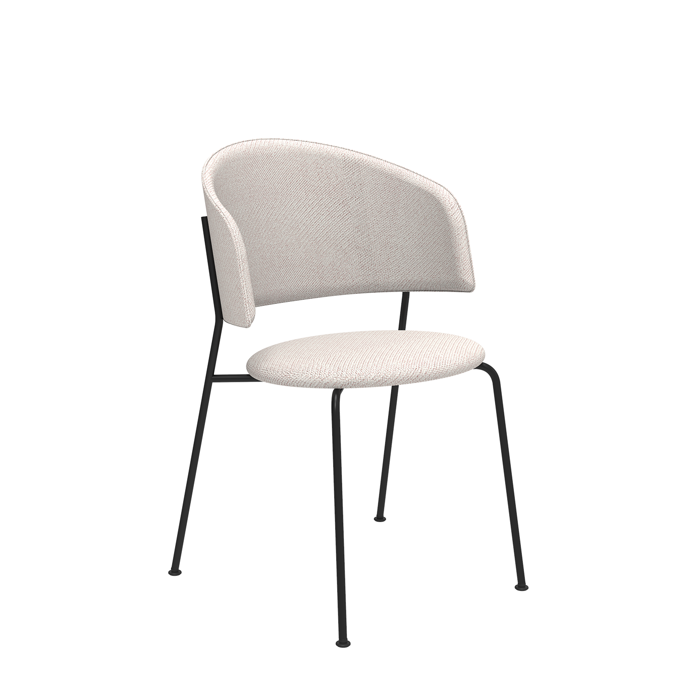 Meet the Wagner Dining Chair by Objekte unserer Tage: With light beige upholstery, sleek curves, and thin black metal legs, it offers ultimate comfort and minimalist elegance—perfect for any modern dining space.