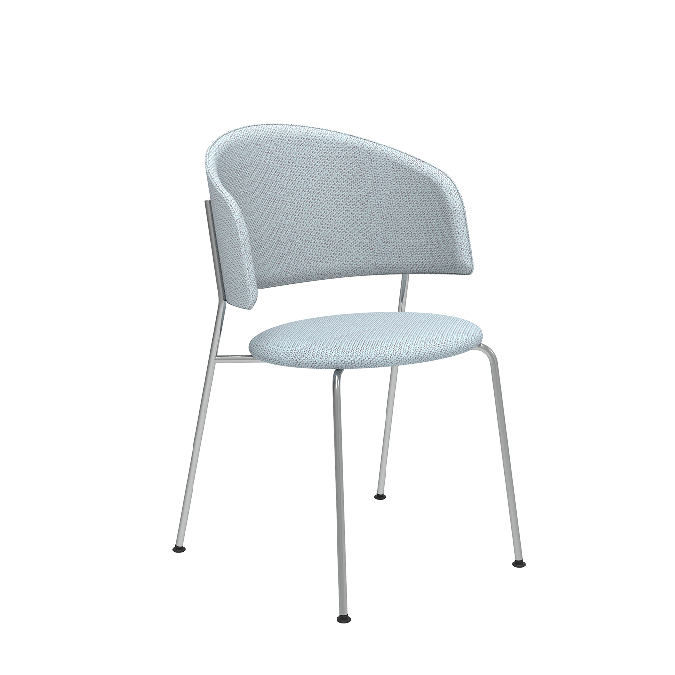 The Wagner Dining Chair by Objekte unserer Tage provides exceptional comfort with its light gray cushioned seat and backrest, slender metal legs, and a minimalist design, making it perfect for contemporary settings.