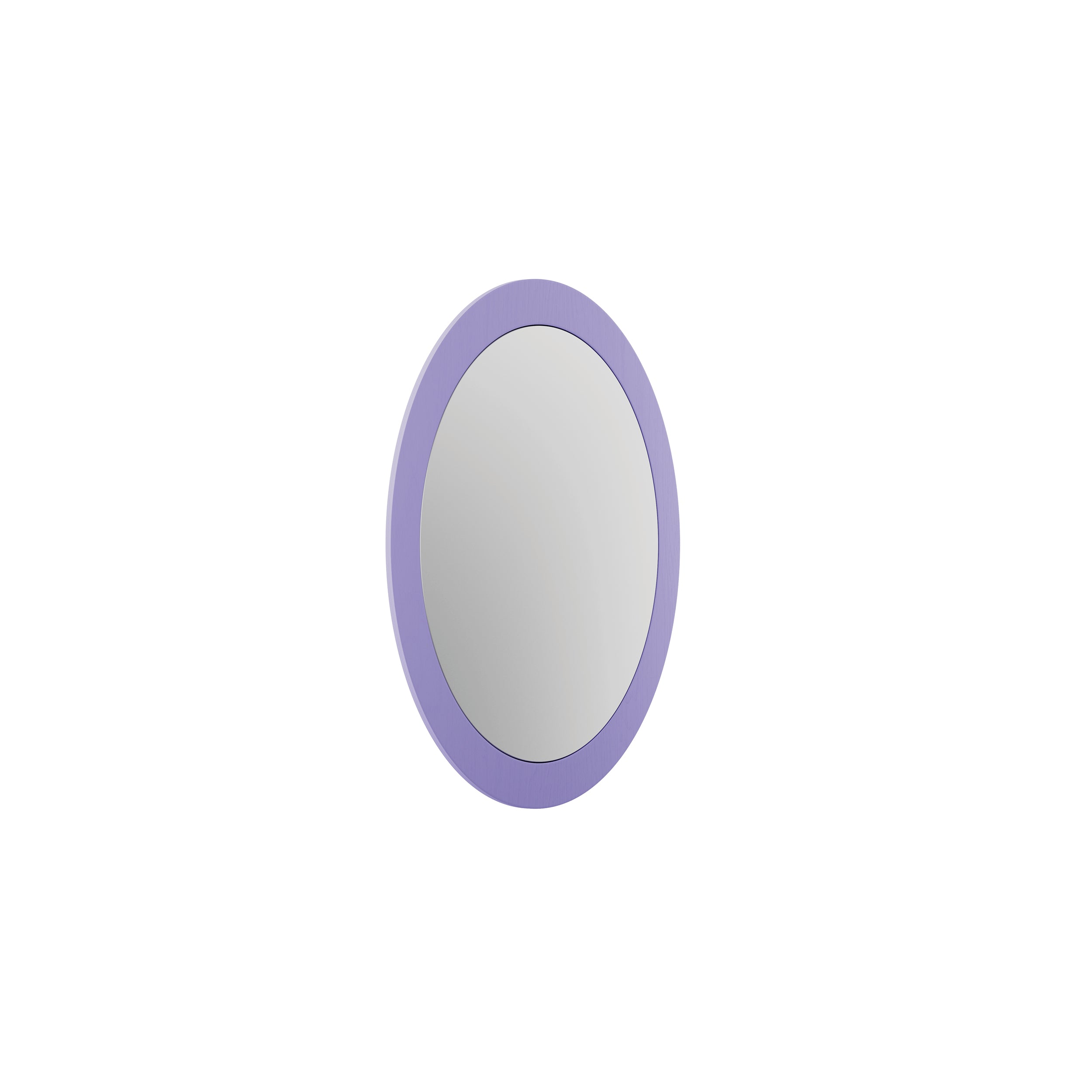 The Lorenz Mirror by Objekte unserer Tage showcases a light purple frame with an elegant geometric design, perfectly centered on a plain white background.